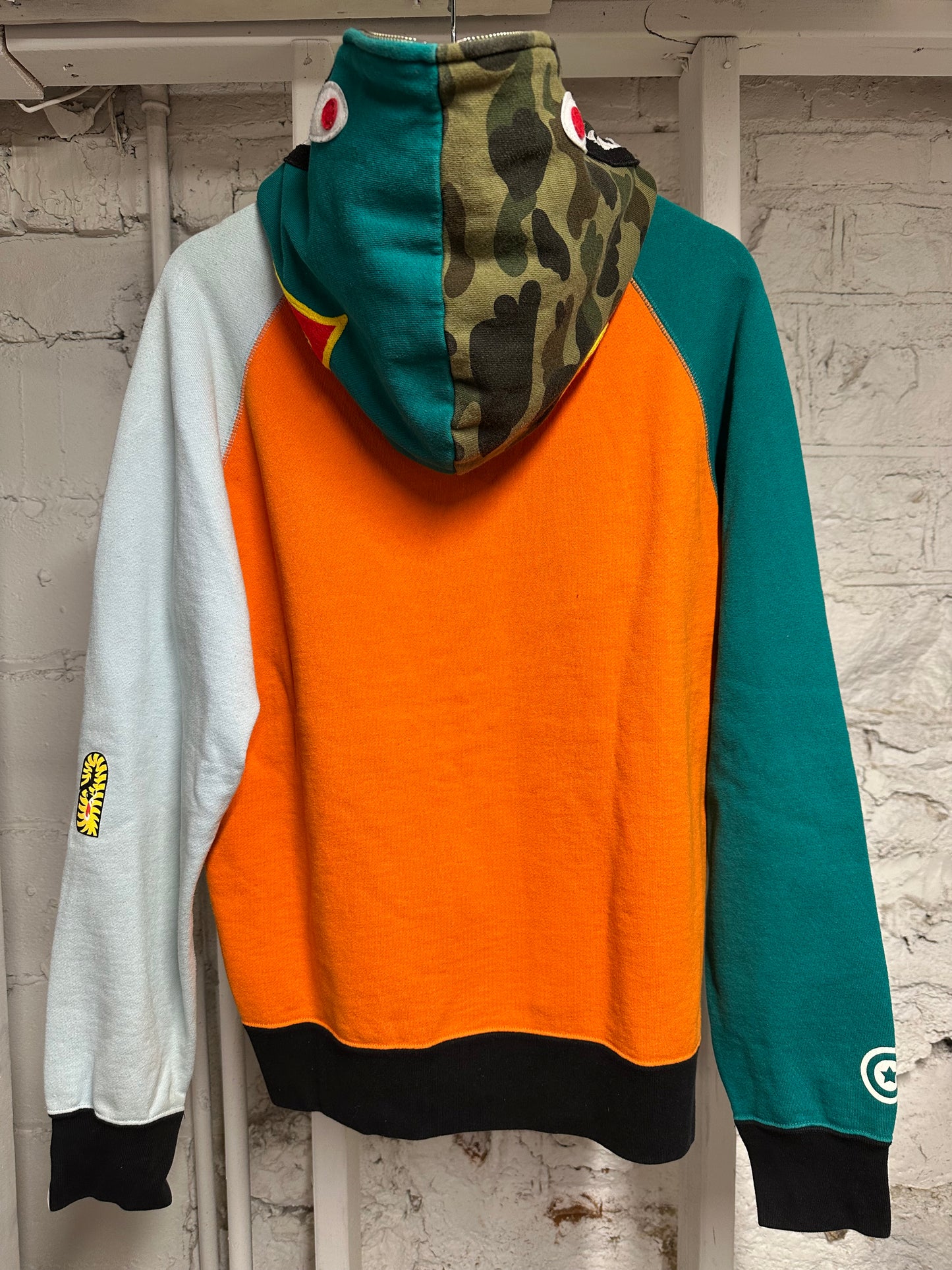 Bape Blue Orange Black Shark Zip Hoodie Sz L