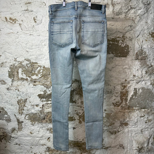 Amiri MX1 Green Suede Blue Denim Jeans Sz 32