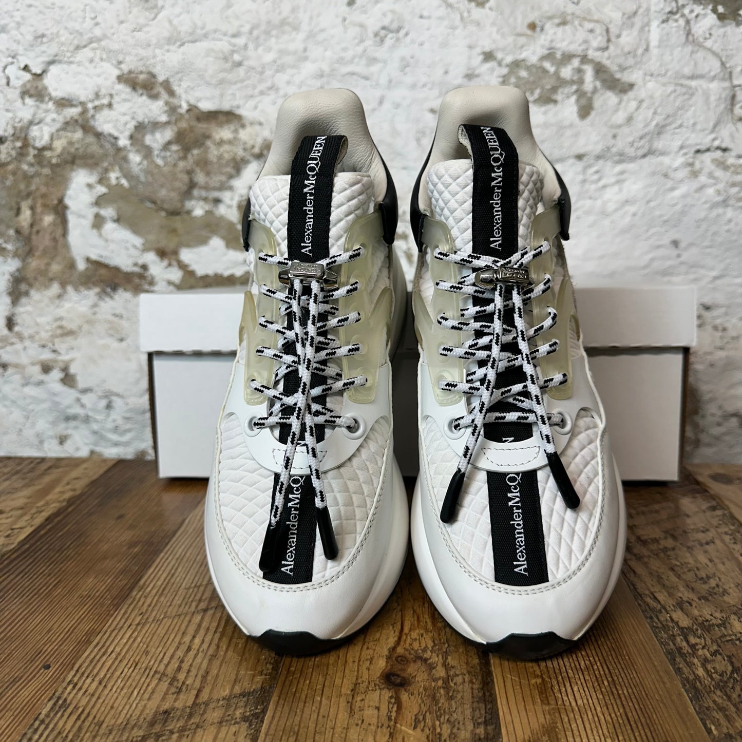 Alexander Mcqueen Black White Clear Nappa Joey Sneaker Sz 4 (35.5) No Box