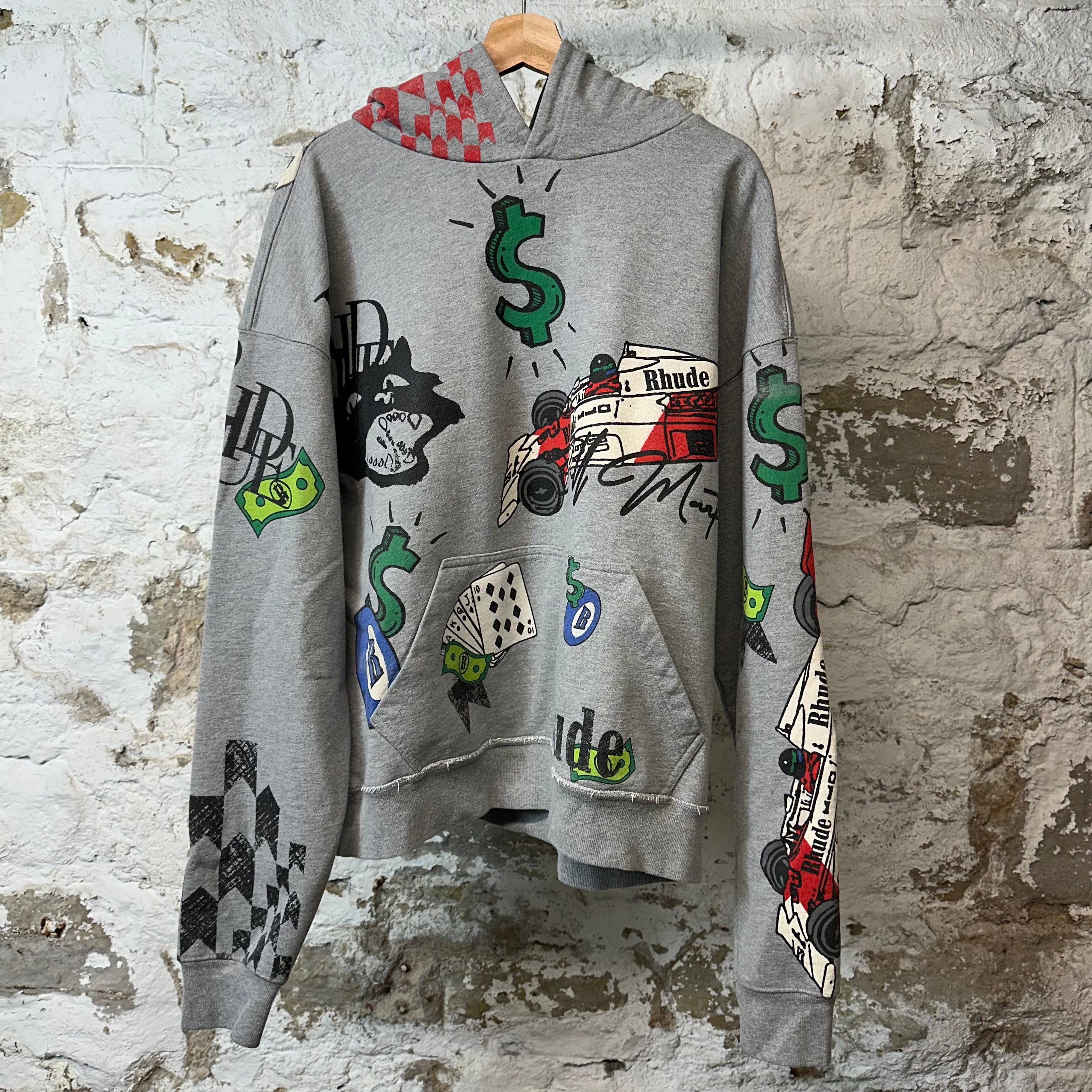 Rhude Race Car Hoodie Grey Sz L