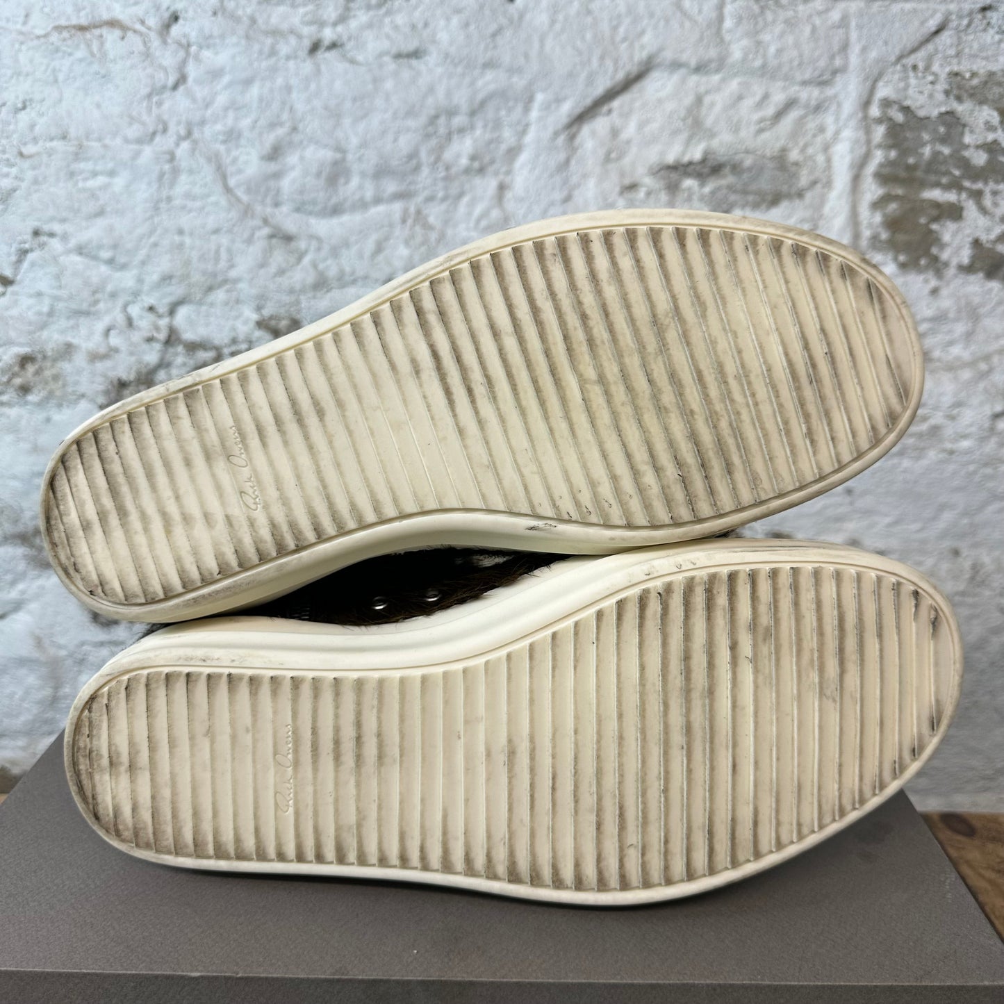 Rick Owens High Brown Pony Hair Milk Sneaker Sz 14 (47)