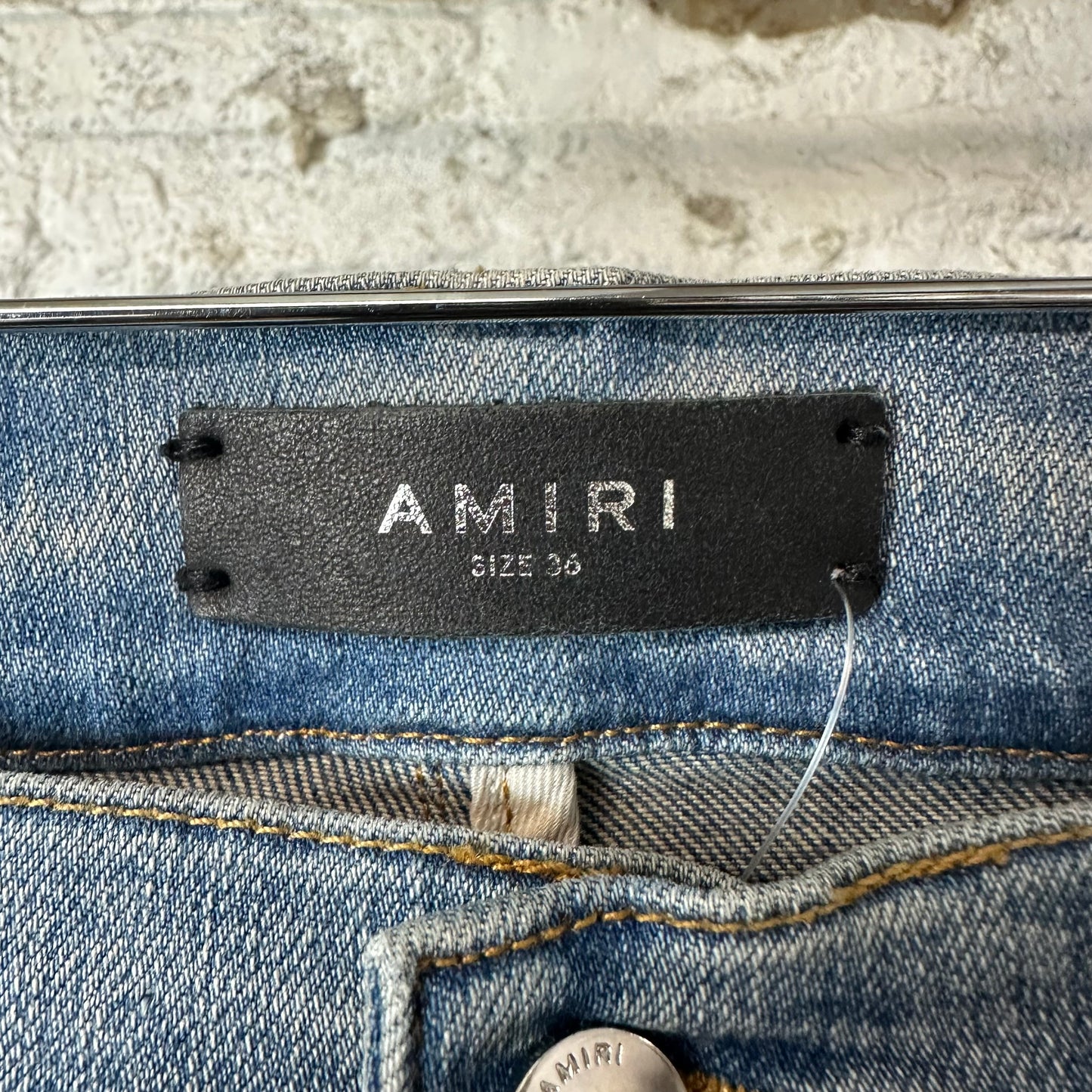 Amiri MX1 Red Suede Blue Denim Jeans Sz 36