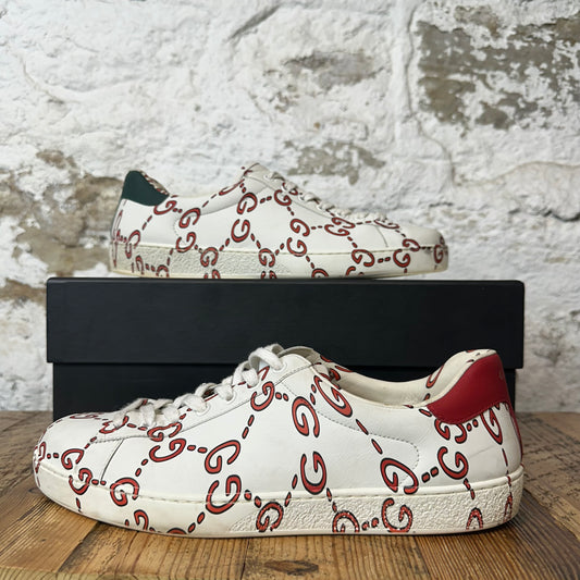 Gucci Red GG White Ace Sneaker Sz 9.5