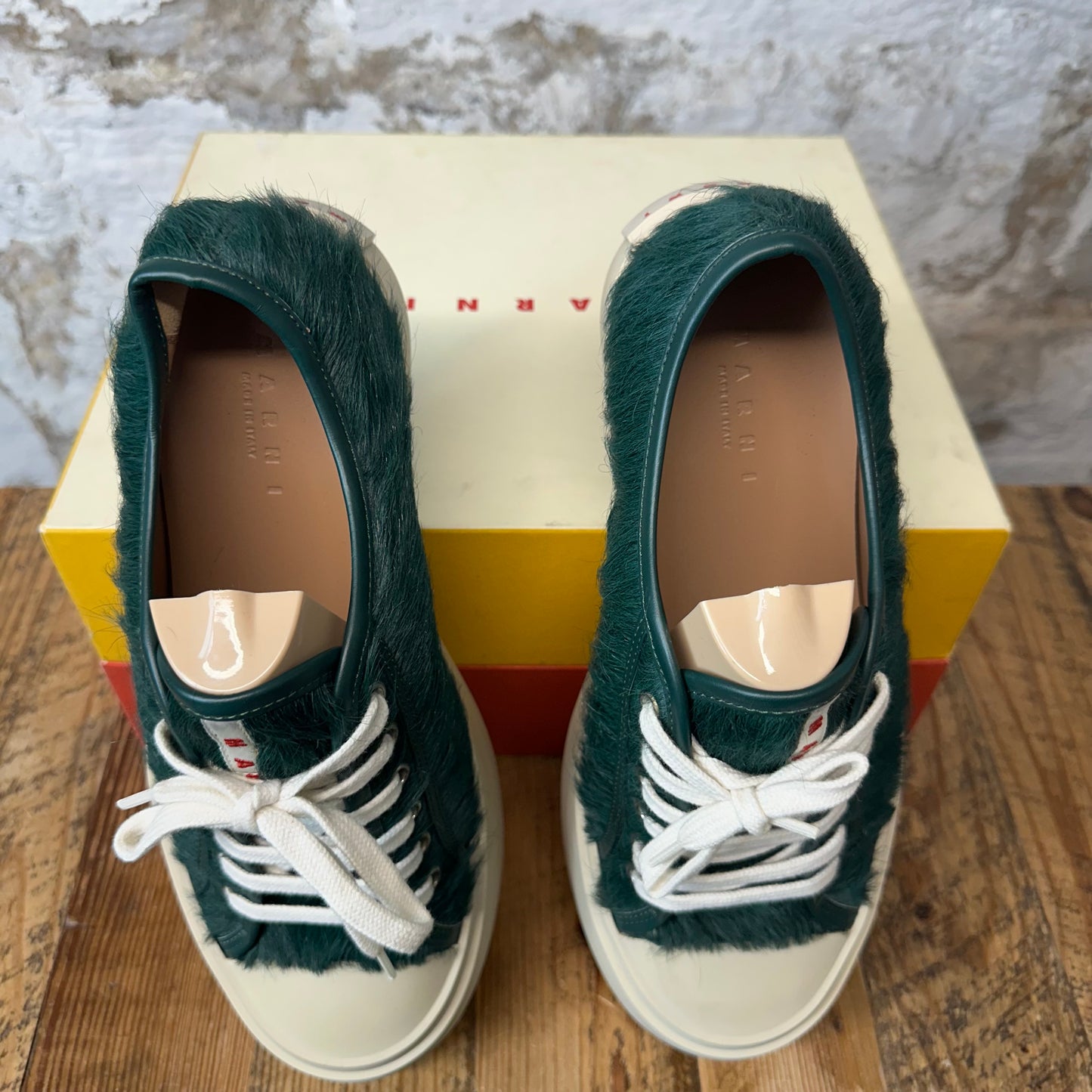 Marni Green Fur White Pablo Sneaker Sz 11 (44)