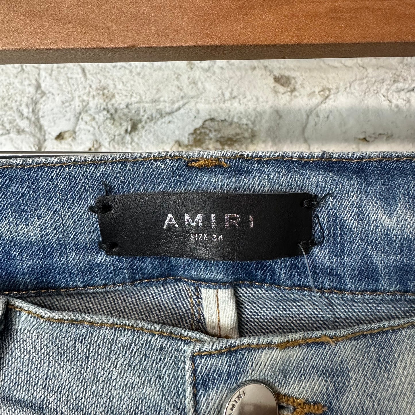 Amiri White Stripe Blue Denim Jeans Sz 34