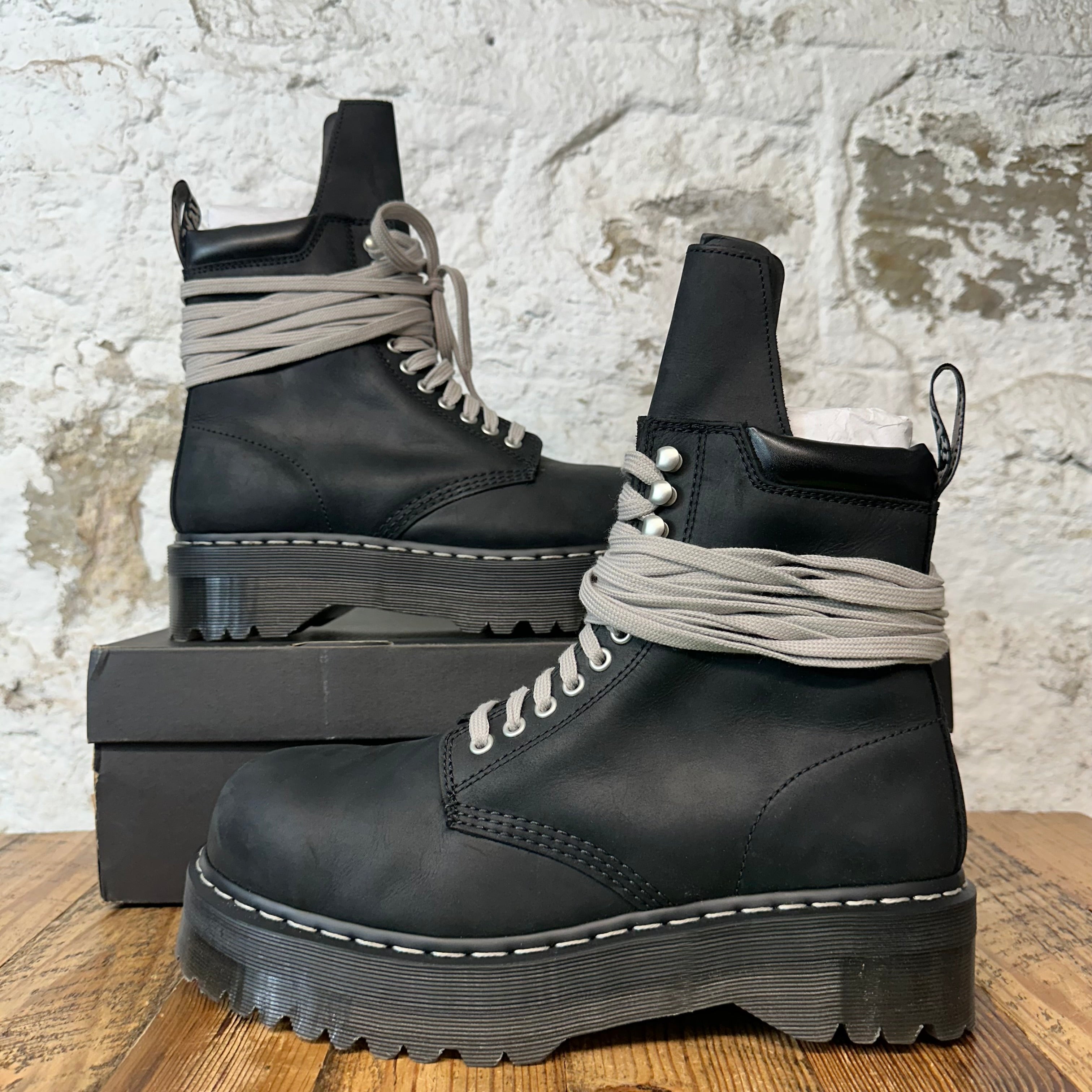 Rick Owens Doc 1460 Quad Sole Steel Toe Boot Sz 10.5 DS