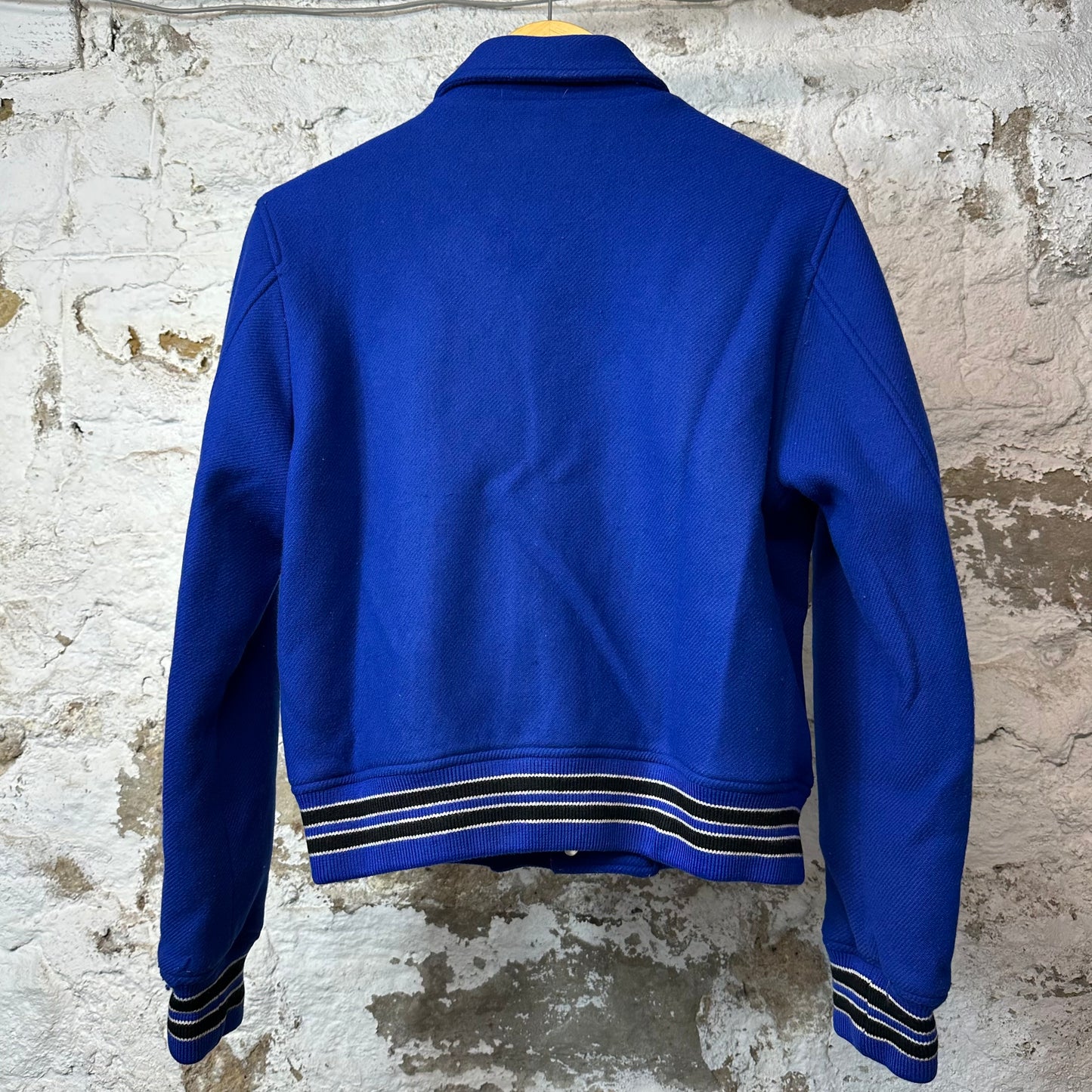 Amiri Cream Bones Varsity Jacket Blue Sz S