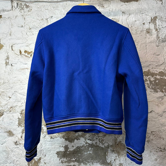 Amiri Cream Bones Varsity Jacket Blue Sz S