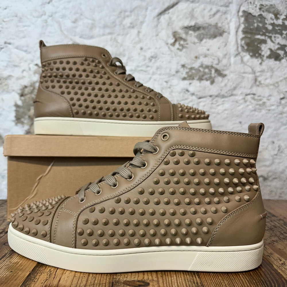 Christian Louboutin High Beige Leather Spike Sneaker Sz 11 (44)