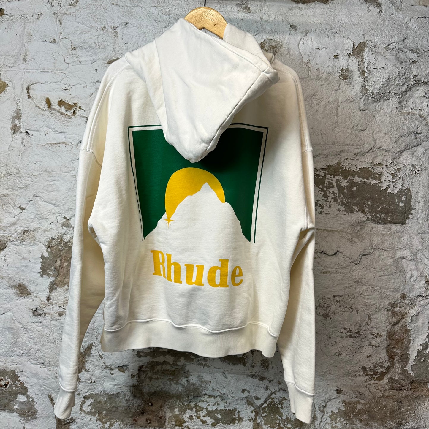 Rhude Green Moon Hoodie Cream Sz L