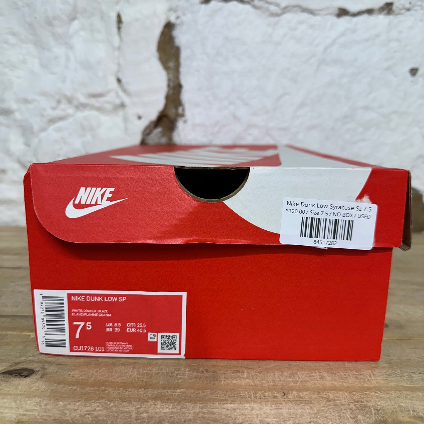 Nike Dunk Low Syracuse Sz 7.5