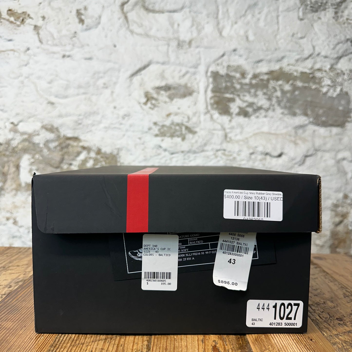 Prada Americas Cup Navy Rubber Grey Sneaker Sz 10 (43)