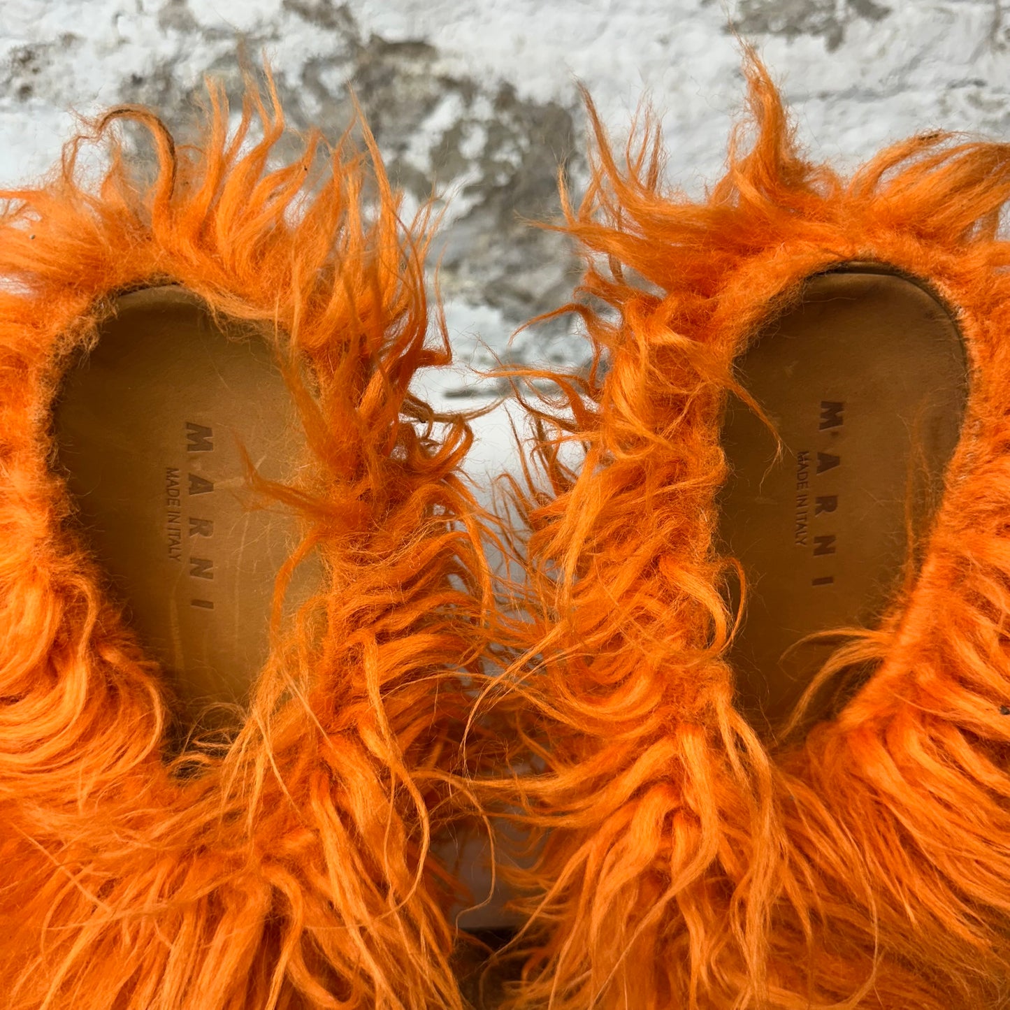 Marni Fussbett Sabot Orange Fur Mule Sz 10 (43)