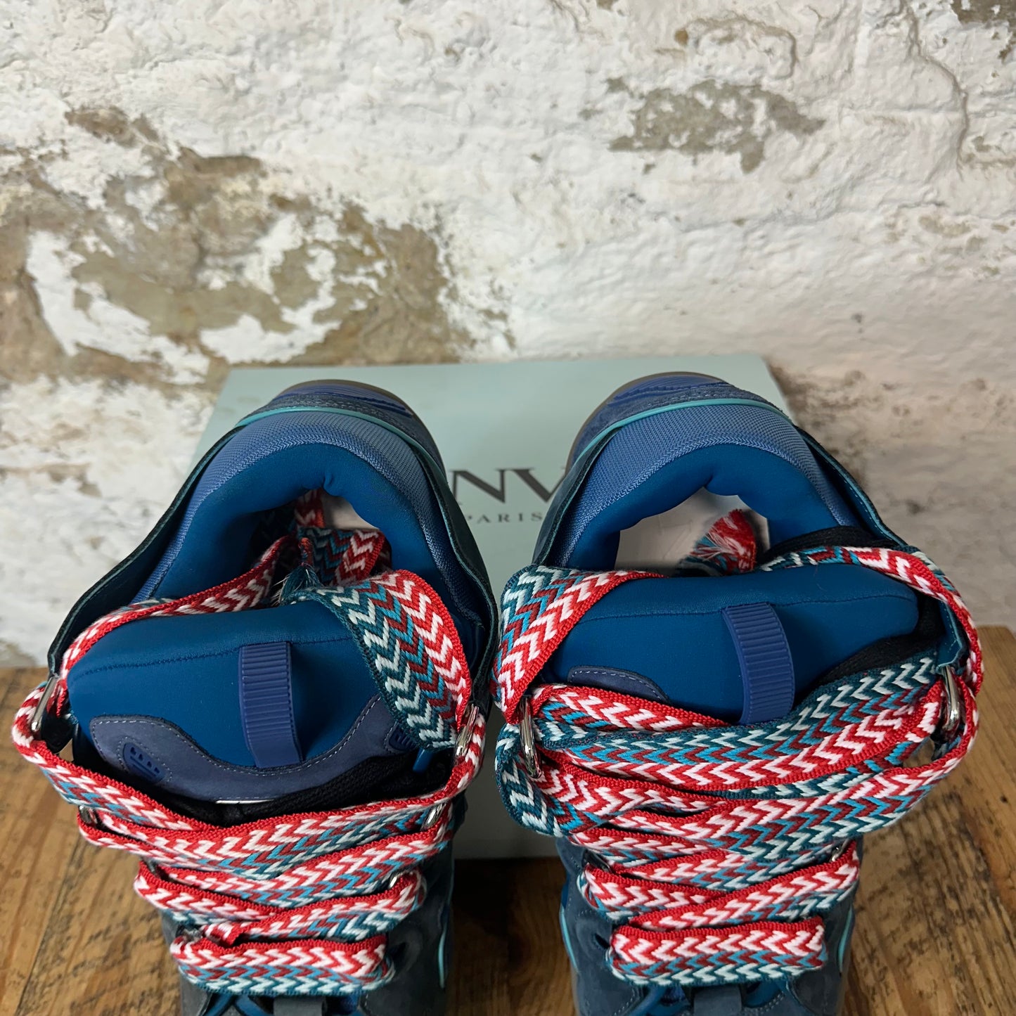 Lanvin Curb Multicolor Lace Navy Sneaker