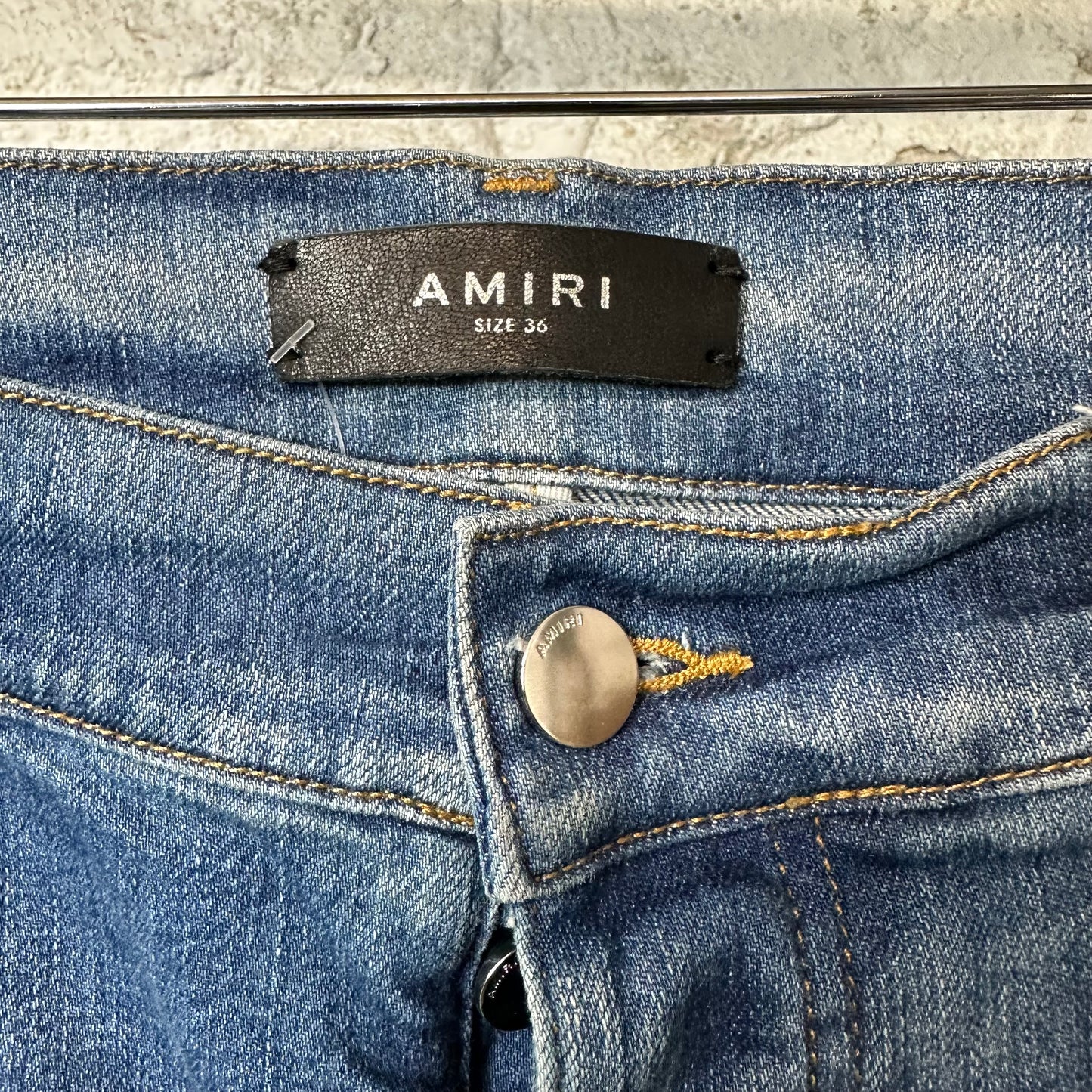 Amiri Plain Blue Honeycomb Denim Jeans Sz 36