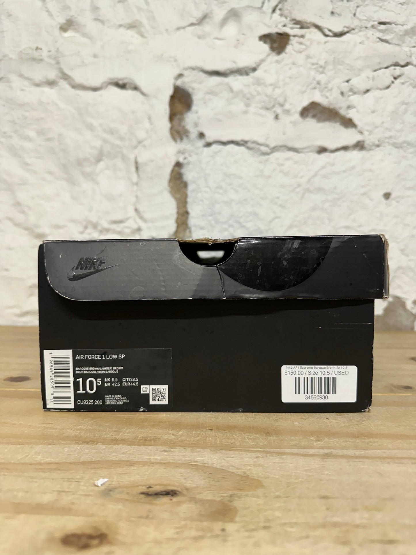 Nike Air Force 1 Low Supreme Baroque Brown Sz 10.5