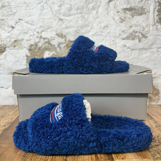 Balenciaga Political Blue Furry Slide
