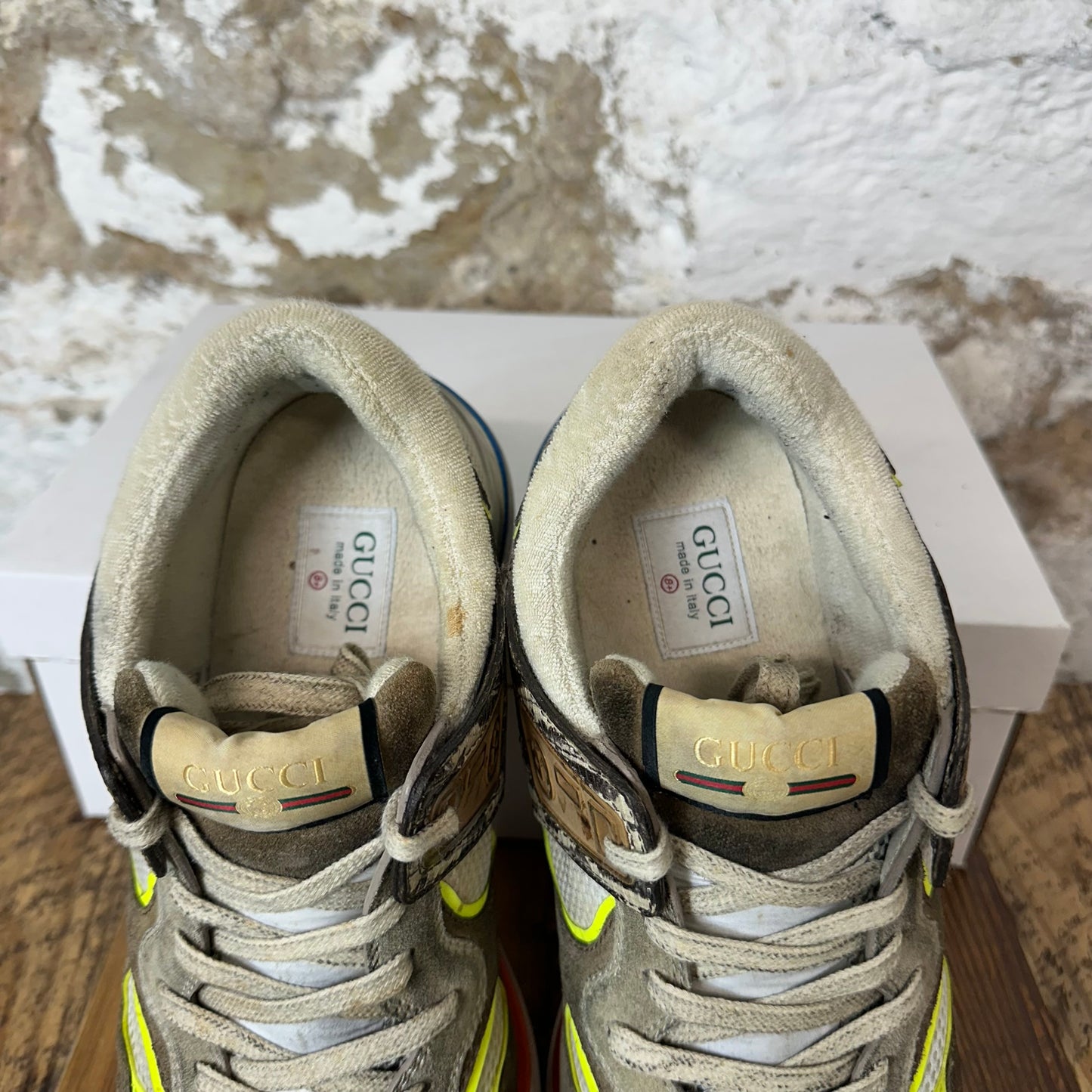 Gucci Ultrapace Brown Yellow White Sneaker Sz 8.5