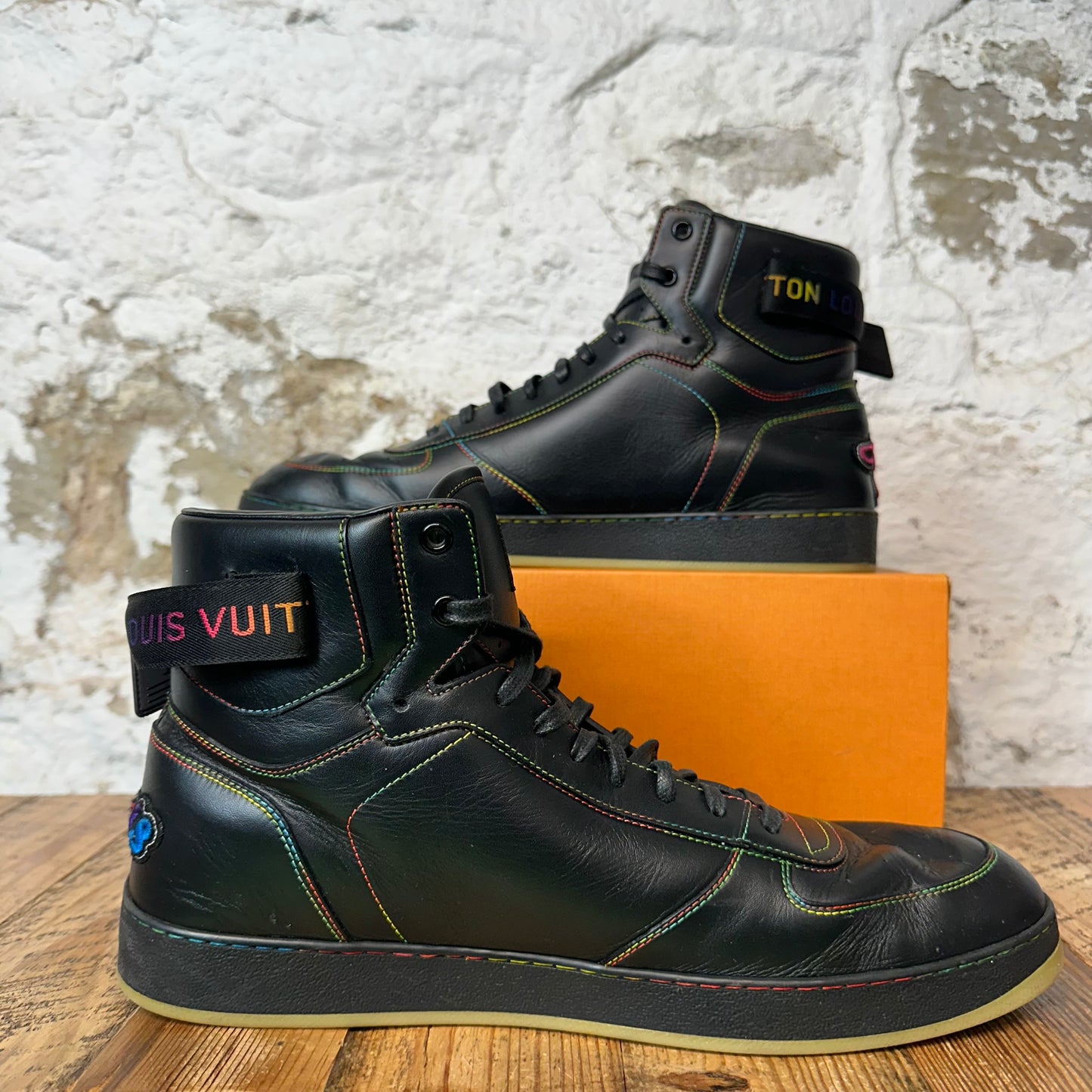 Louis Vuitton High Black Rainbow Rivoli Sneaker Sz 12.5 (11LV)