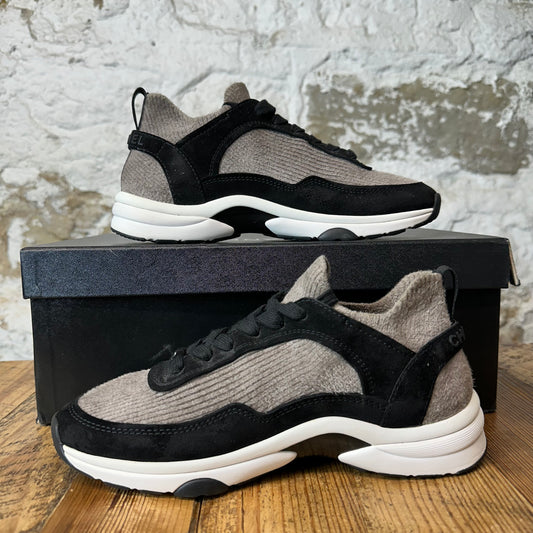 Chanel CC Black Grey White Trainer Sneaker Sz 4.5 (36.5)