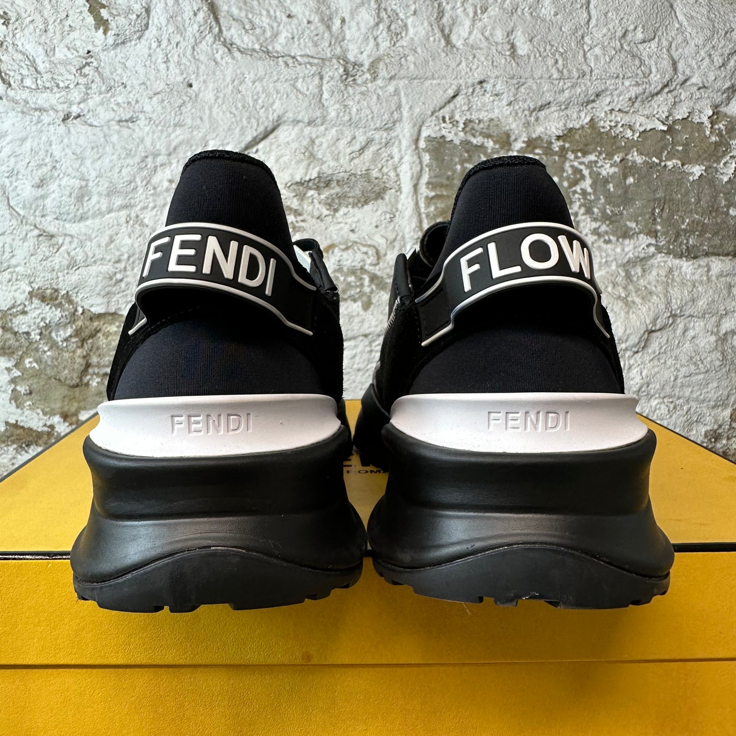 Fendi Flow Black White Slip On Sneaker Sz 9