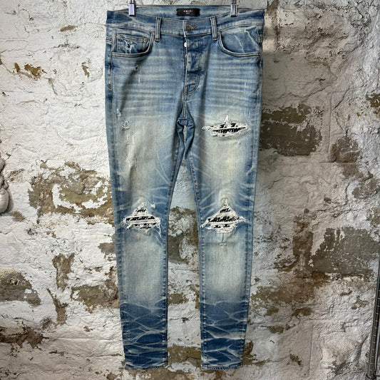 Amiri MX1 Black White Woven Blue Denim Jeans Sz 32