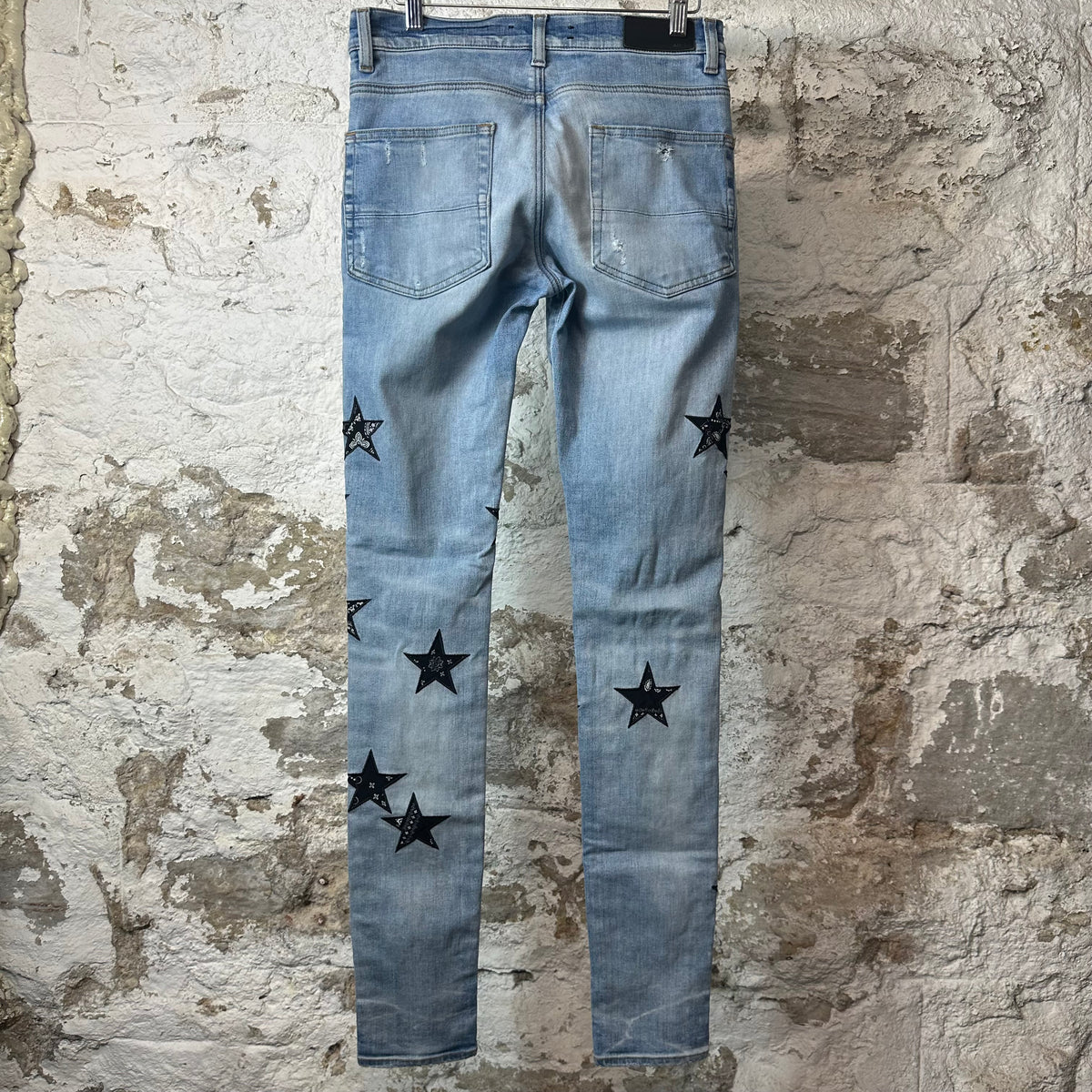 Amiri Black Paisley Star Blue Denim Jeans Sz 28