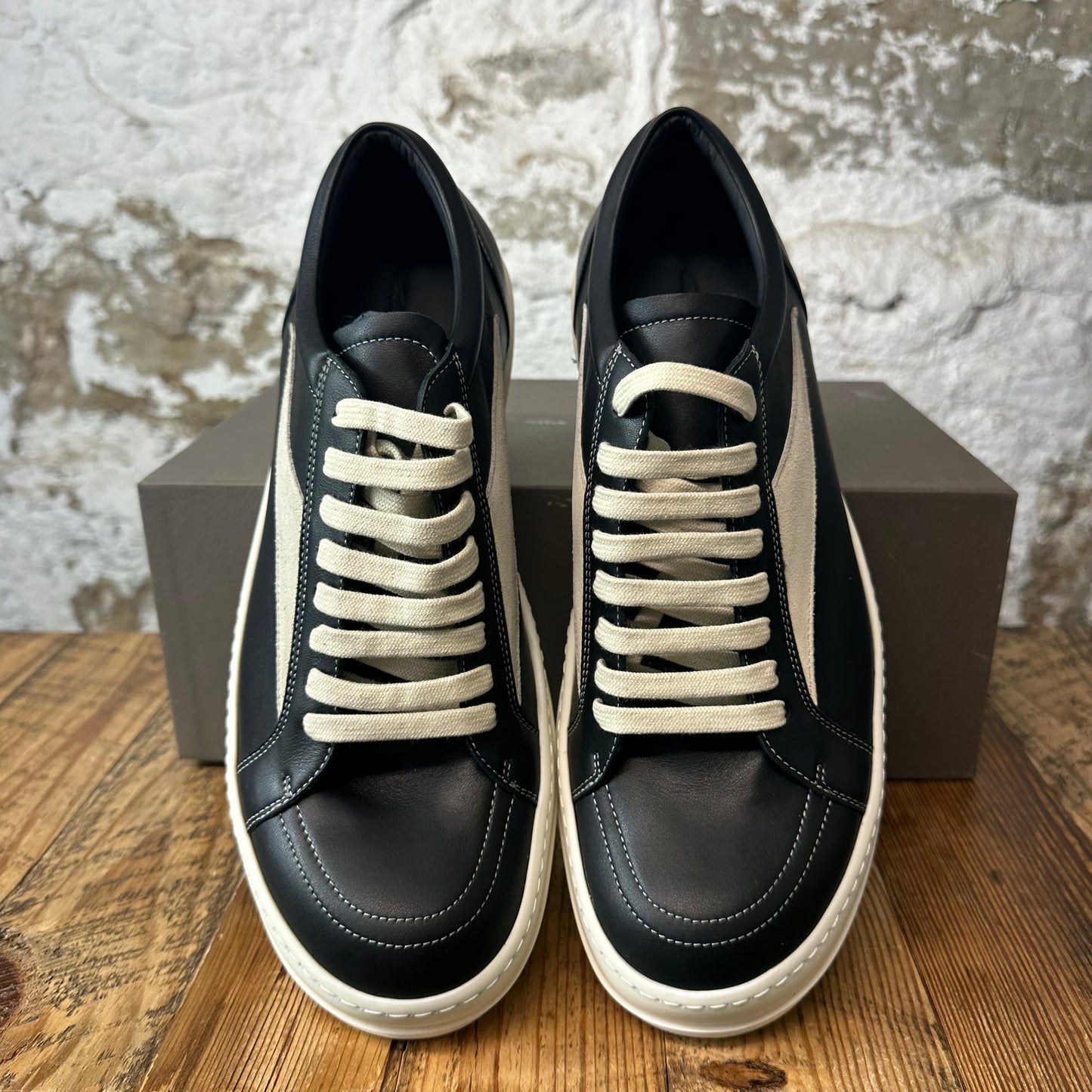 Rick Owens Vintage Black Leather Milk Sneaker Sz 11 (44) DS