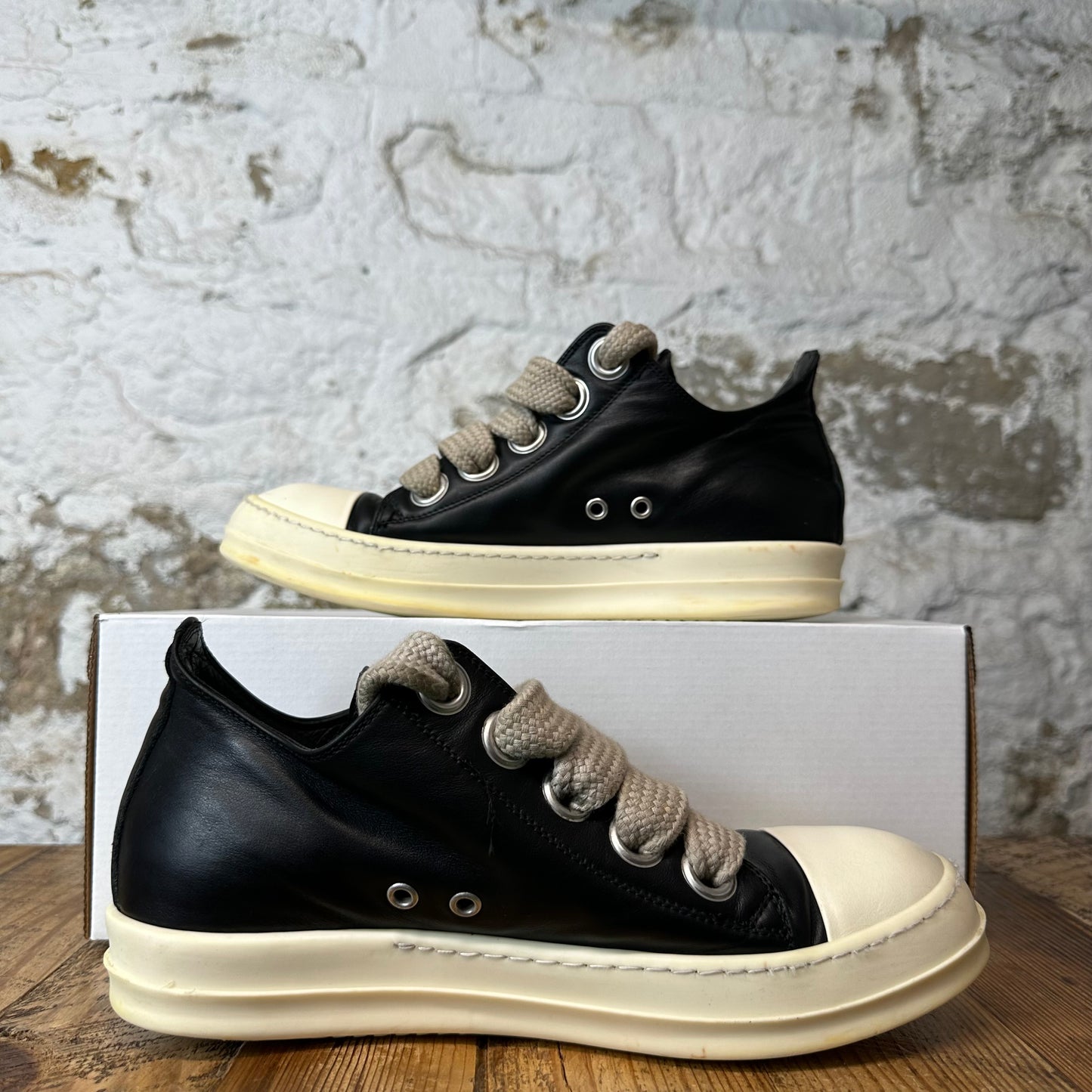 Rick Owens Jumbo Lace Black Milk Sneaker Sz 8.5 (41.5)