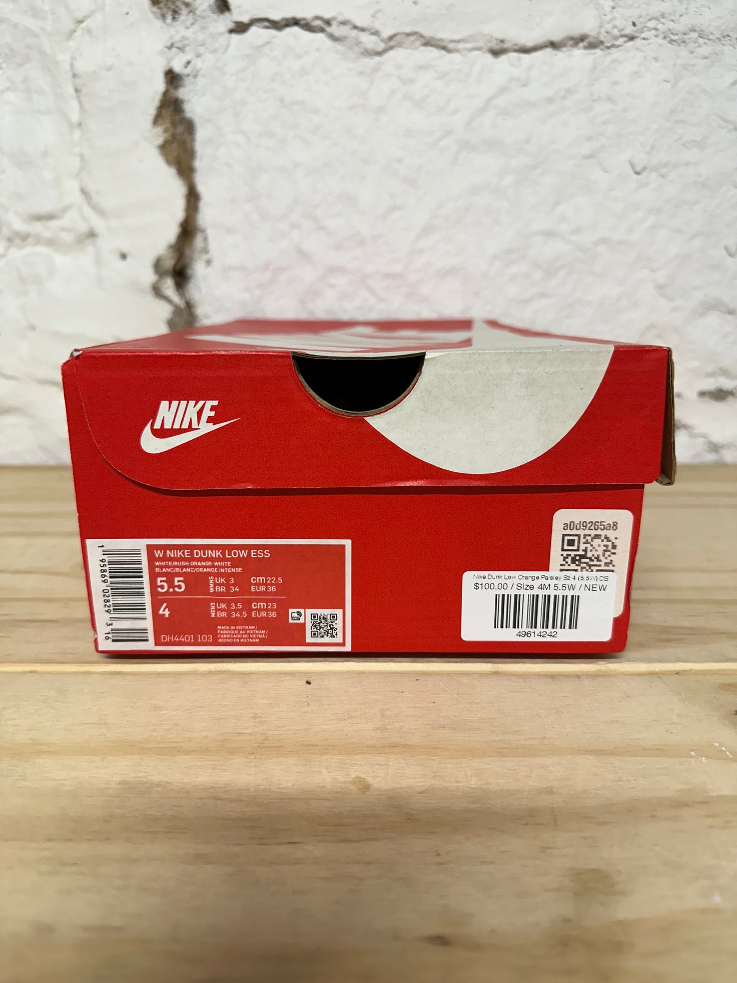 Nike Dunk Low Orange Paisley Sz 4 (5.5W) DS