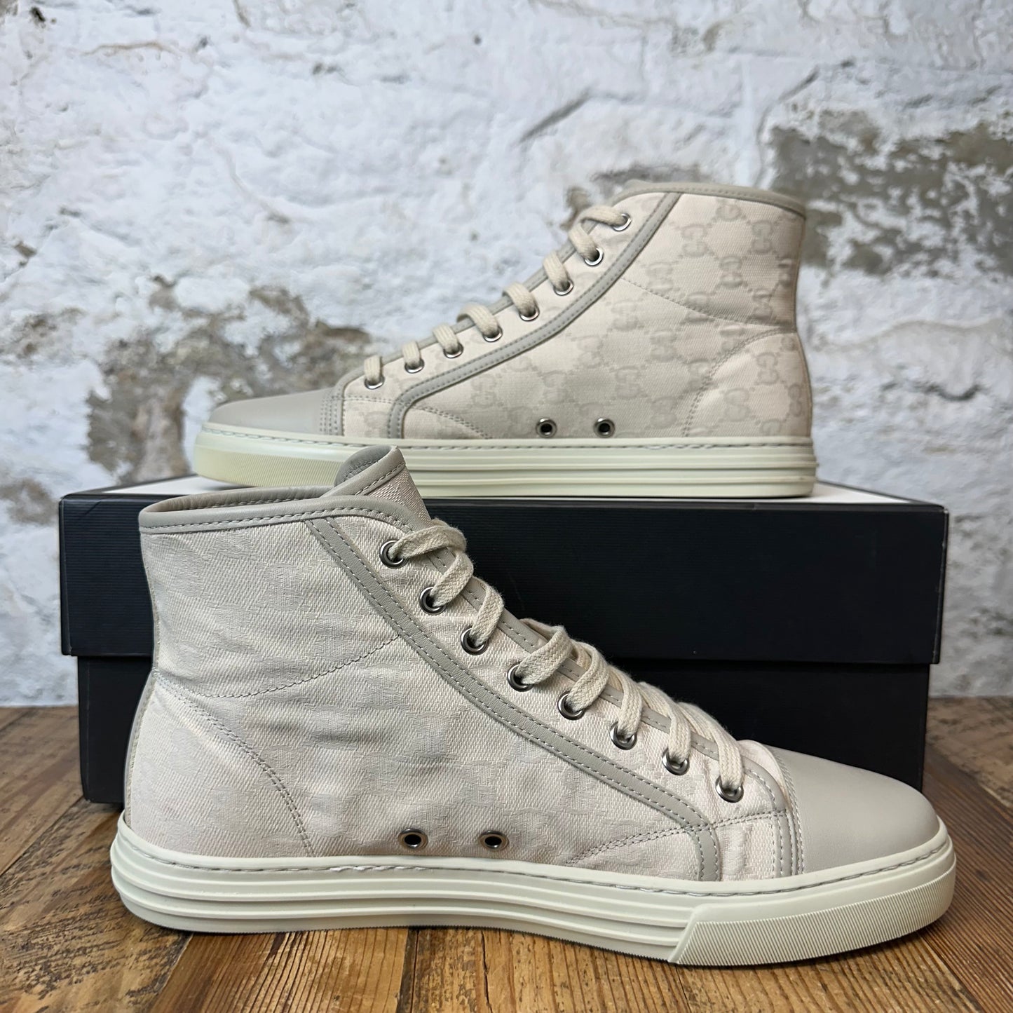 Gucci High Beige GG Monogram Sneaker Sz 8.5