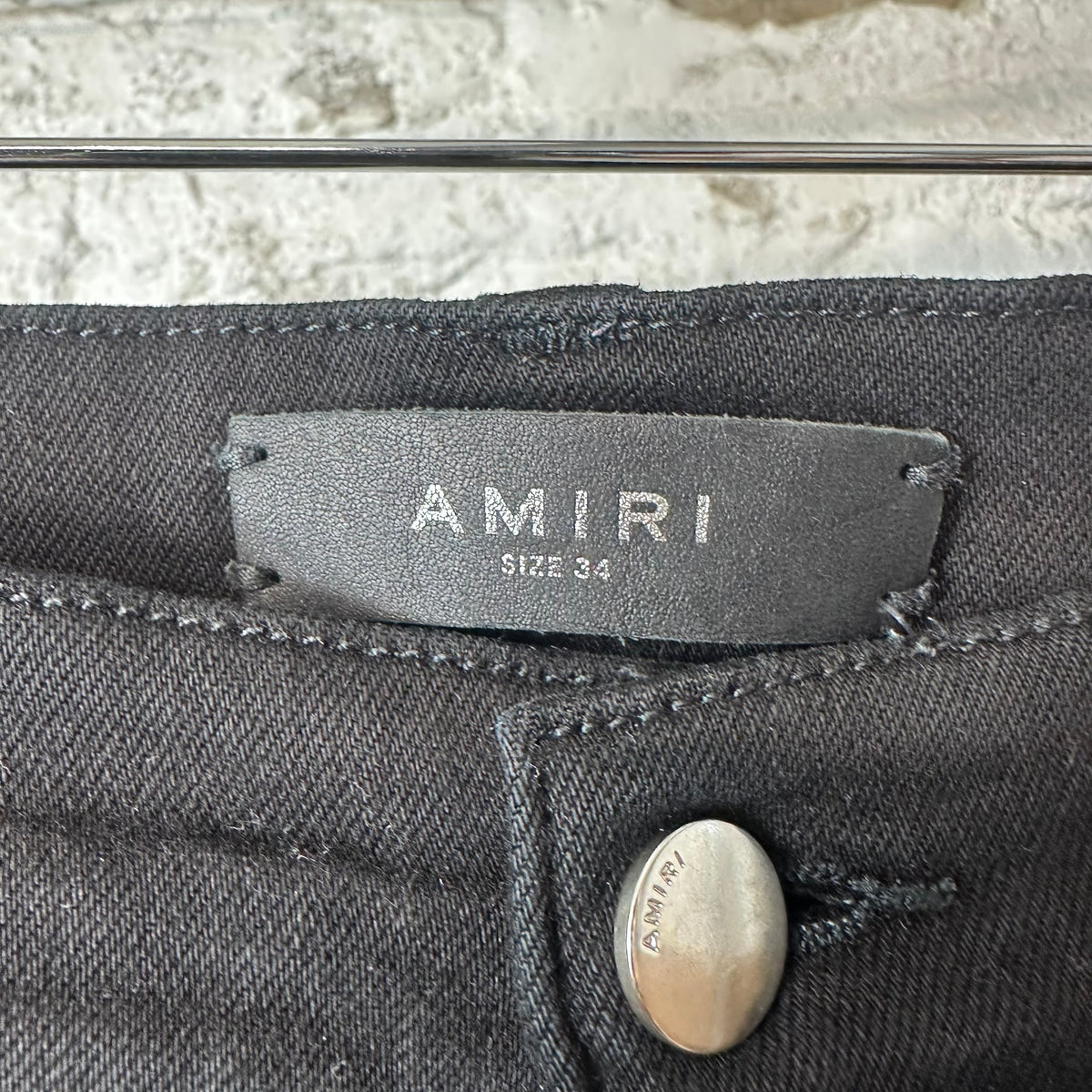 Amiri MX1 Brown Suede Black Denim Jeans Sz 34