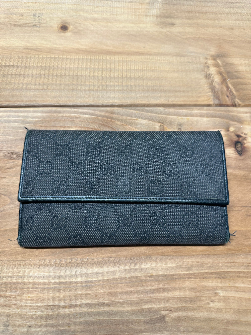 Gucci Black Canvas Monogram Long Wallet