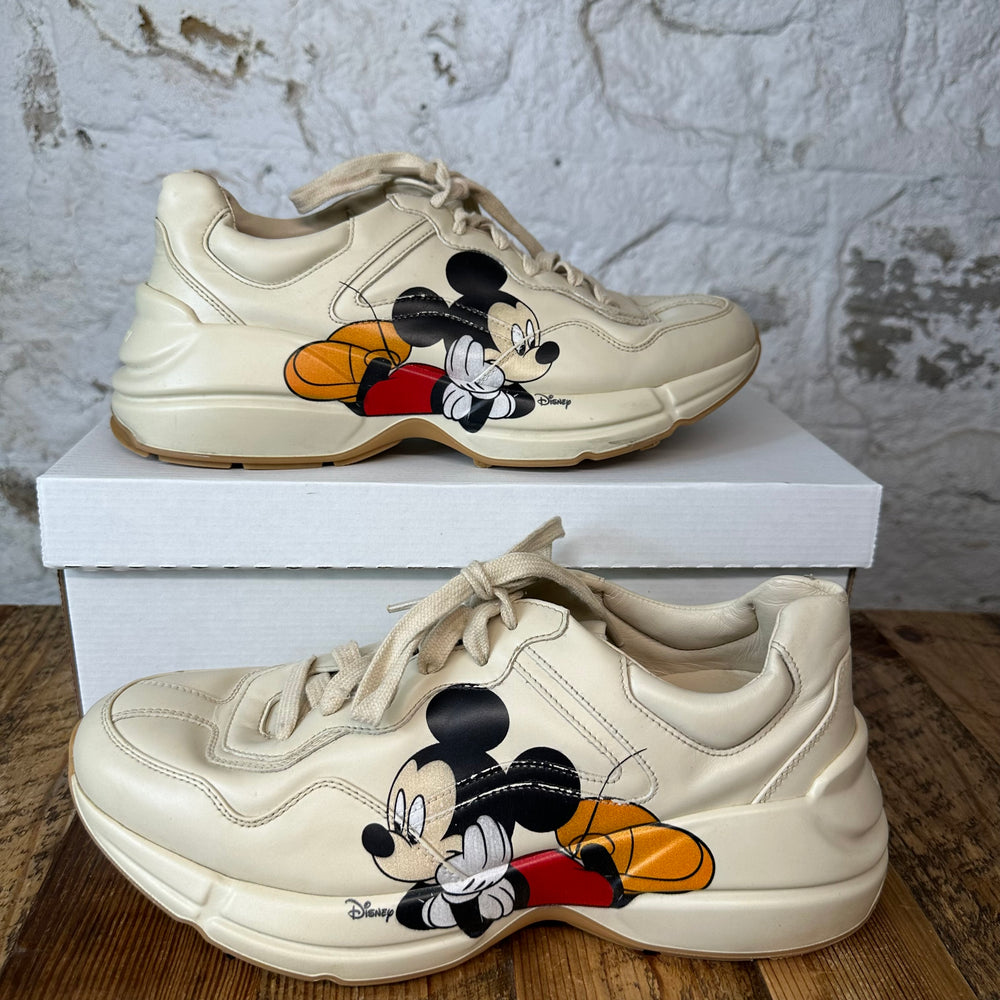 Gucci Rython Mickey Mouse Cream Sneaker Sz 8.5 No Box