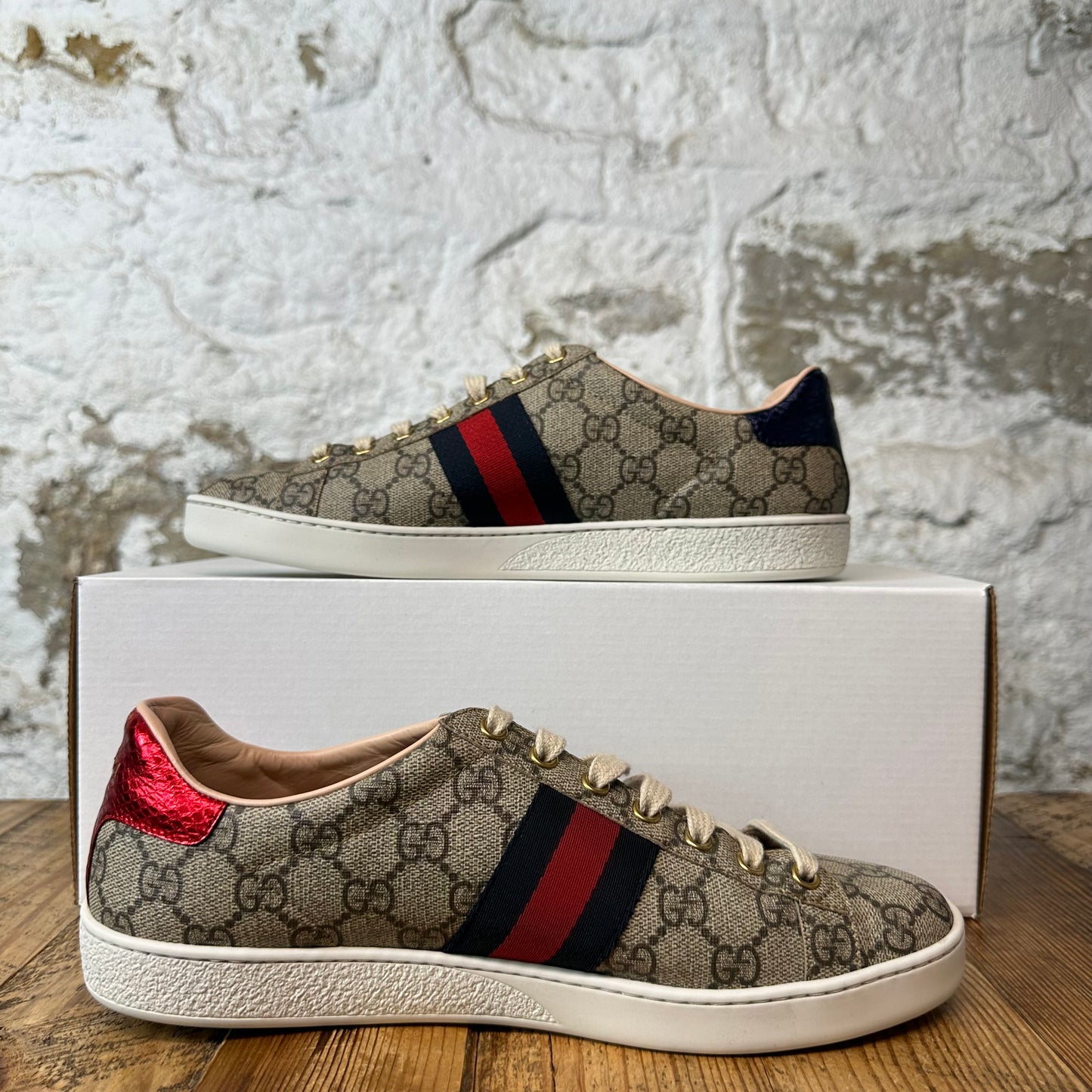 Gucci Beige GG Monogram Ace Sneaker Sz 6.5 (39.5)