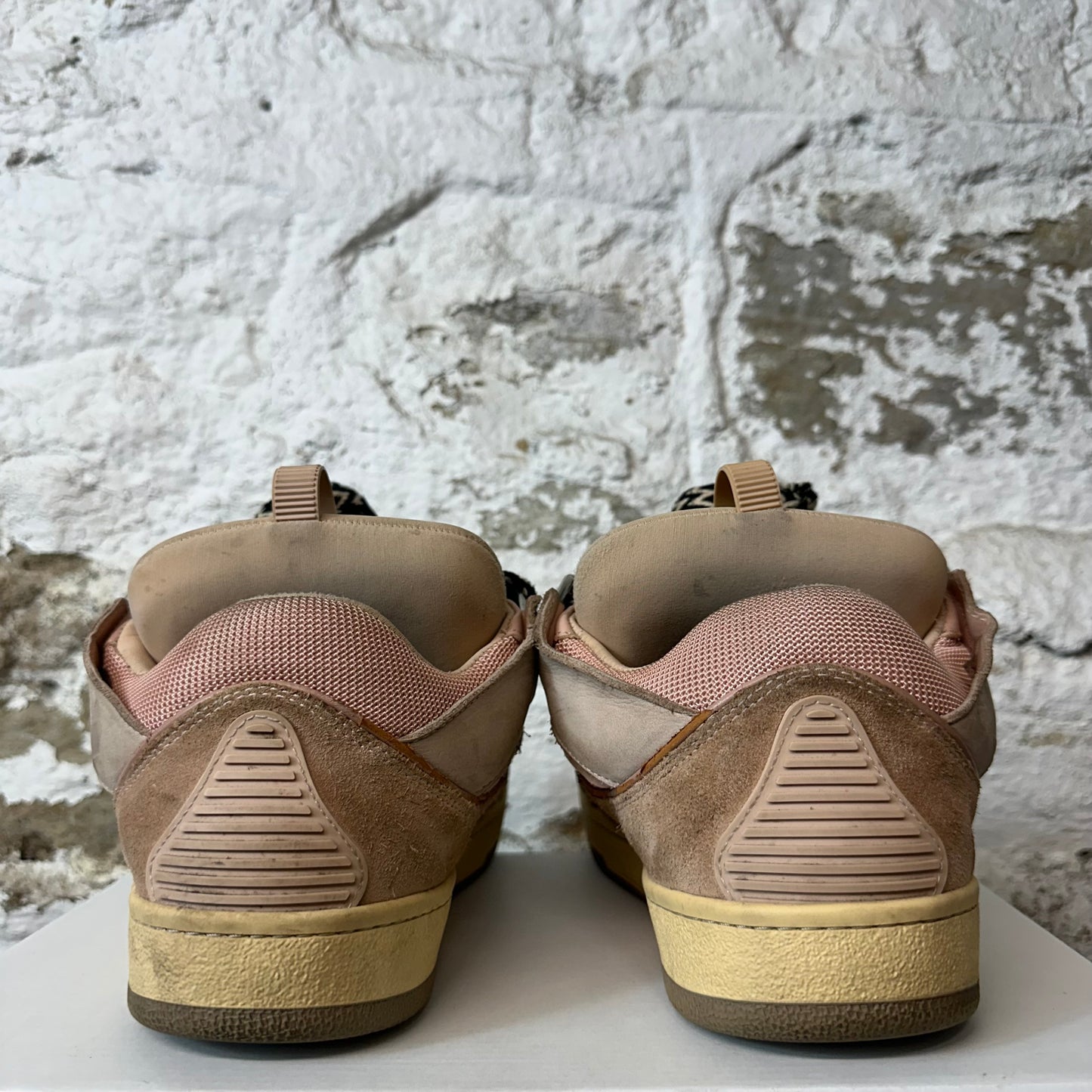 Lanvin Curb Black White Lace Pink Sneaker Sz 11 (44) No Box