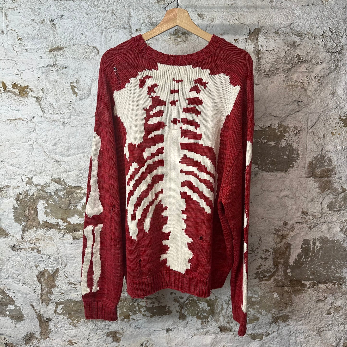 Kapital Kountry 5G Knit Bone Red Crewneck Sz L (3)