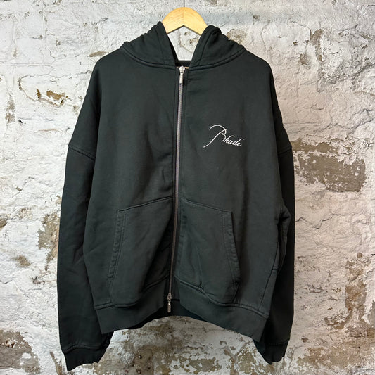 Rhude Script Zip Up Hoodie Black Sz M DS