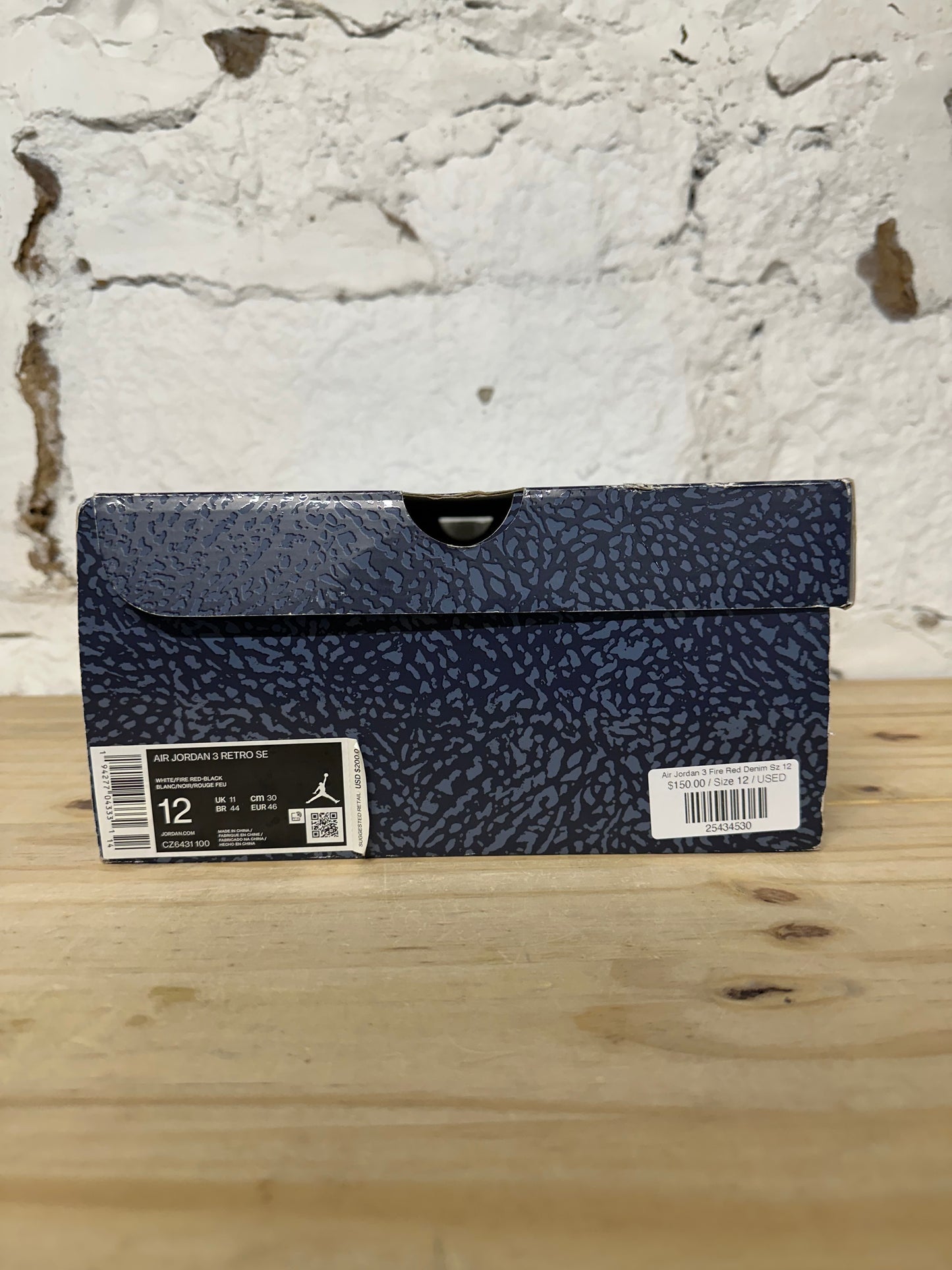Air Jordan 3 Fire Red Denim Sz 12
