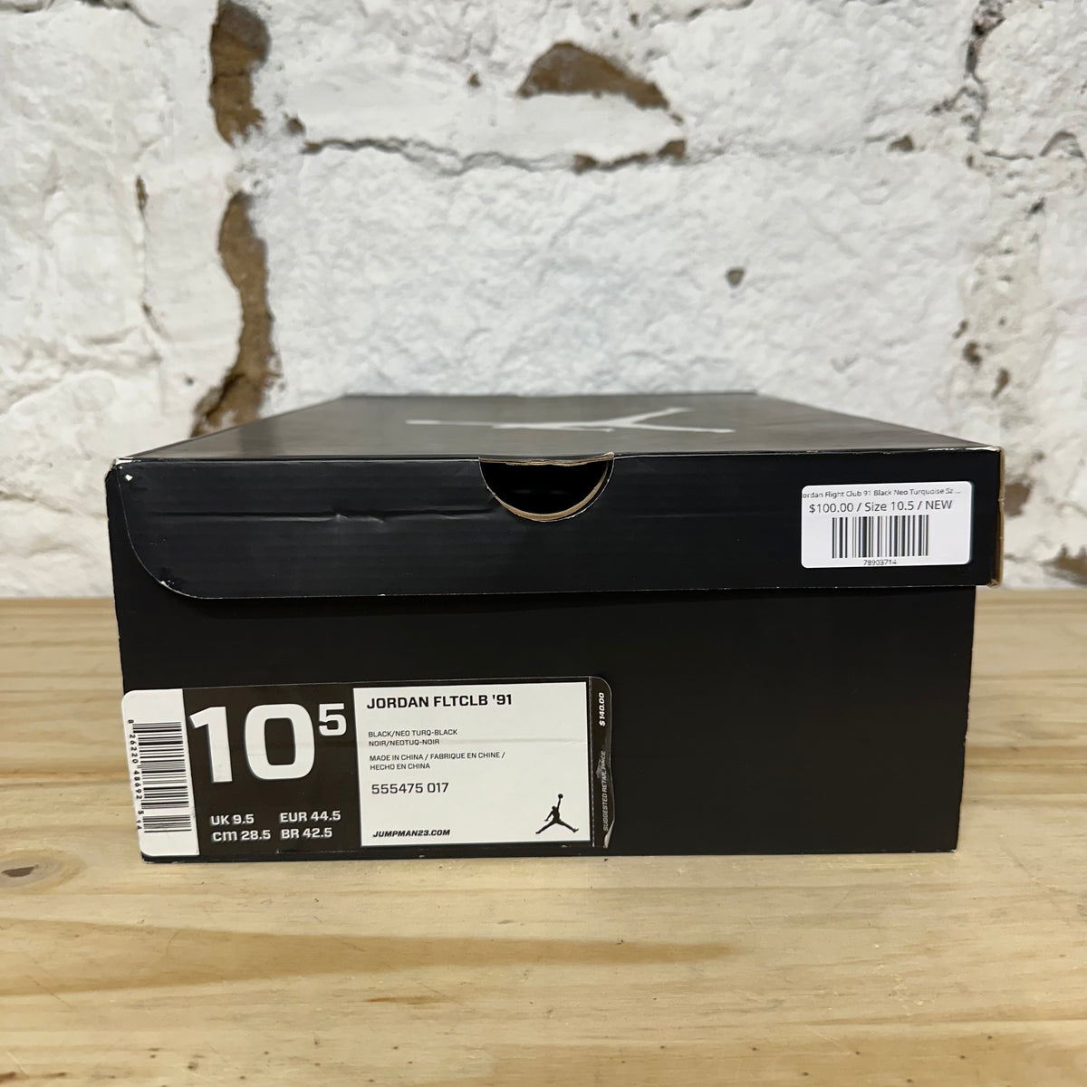 Jordan Flight Club 91 Black Neo Turquoise Sz 10.5 DS