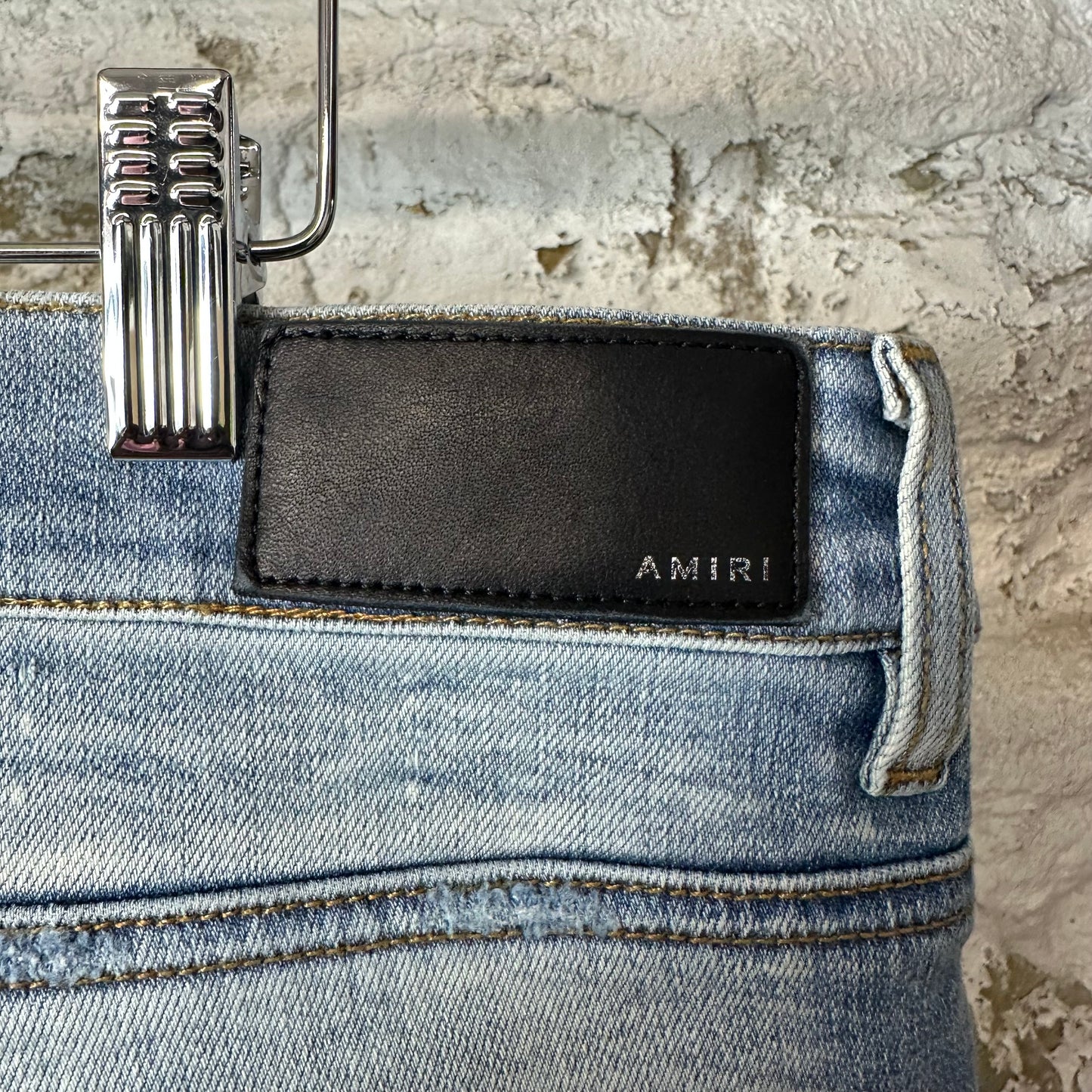 Amiri White Bone Patches Blue Denim Jeans Sz 38