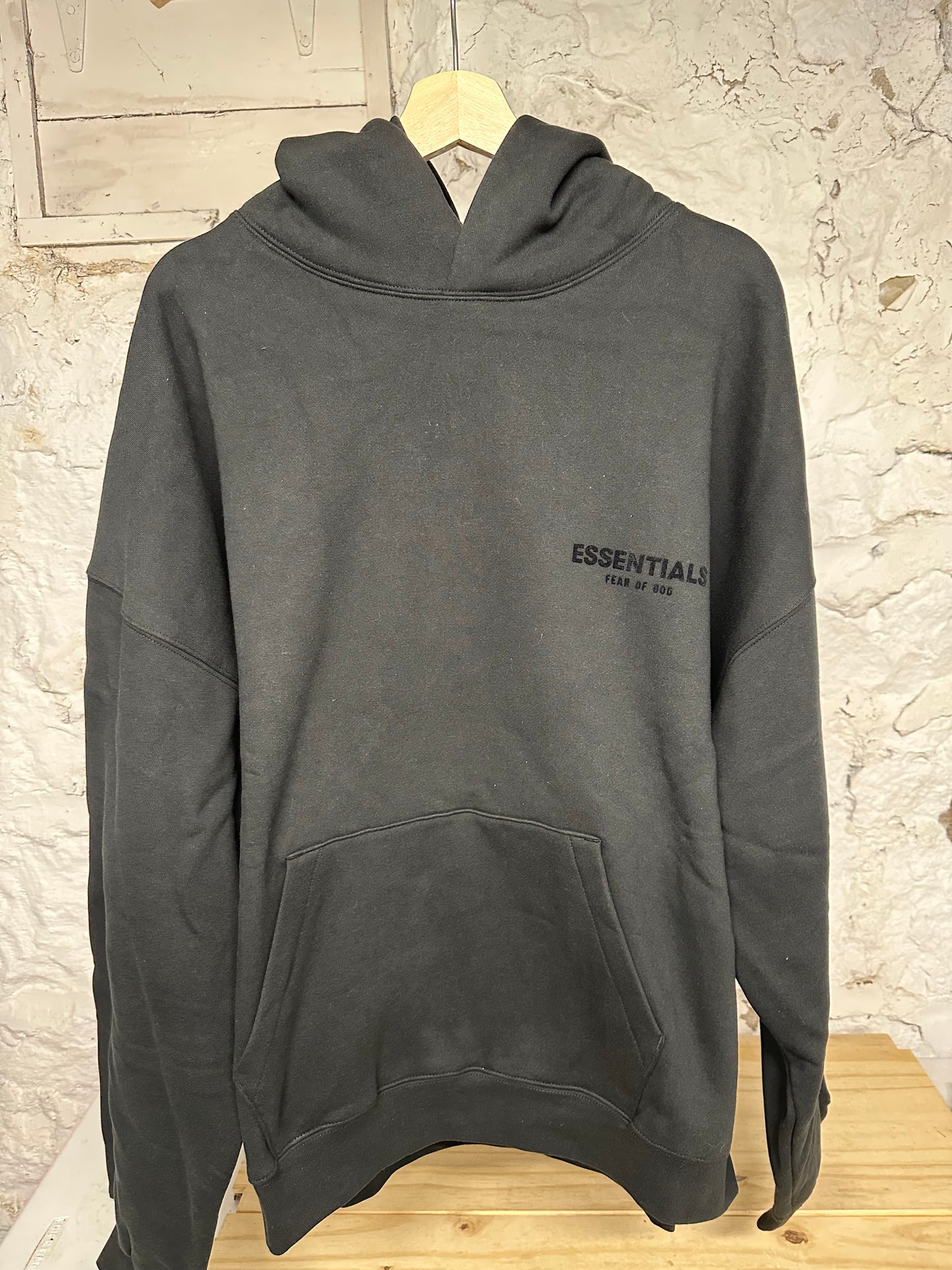 Fear of God Essentials Black Classic Logo Black Hoodie DS