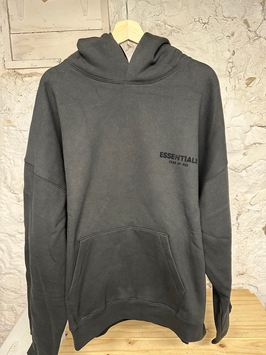 Fear of God Essentials Black Classic Logo Black Hoodie DS