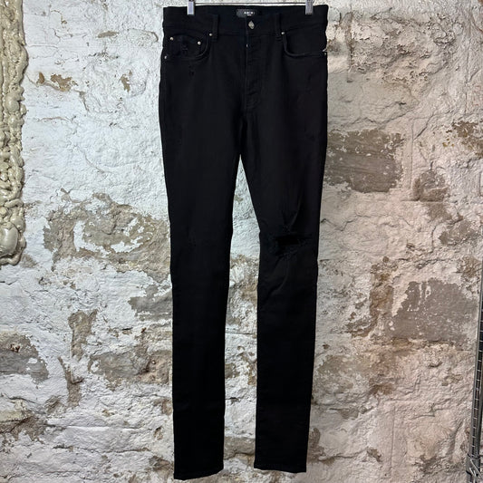 Amiri Knee Rip Black Denim Jeans Sz 31