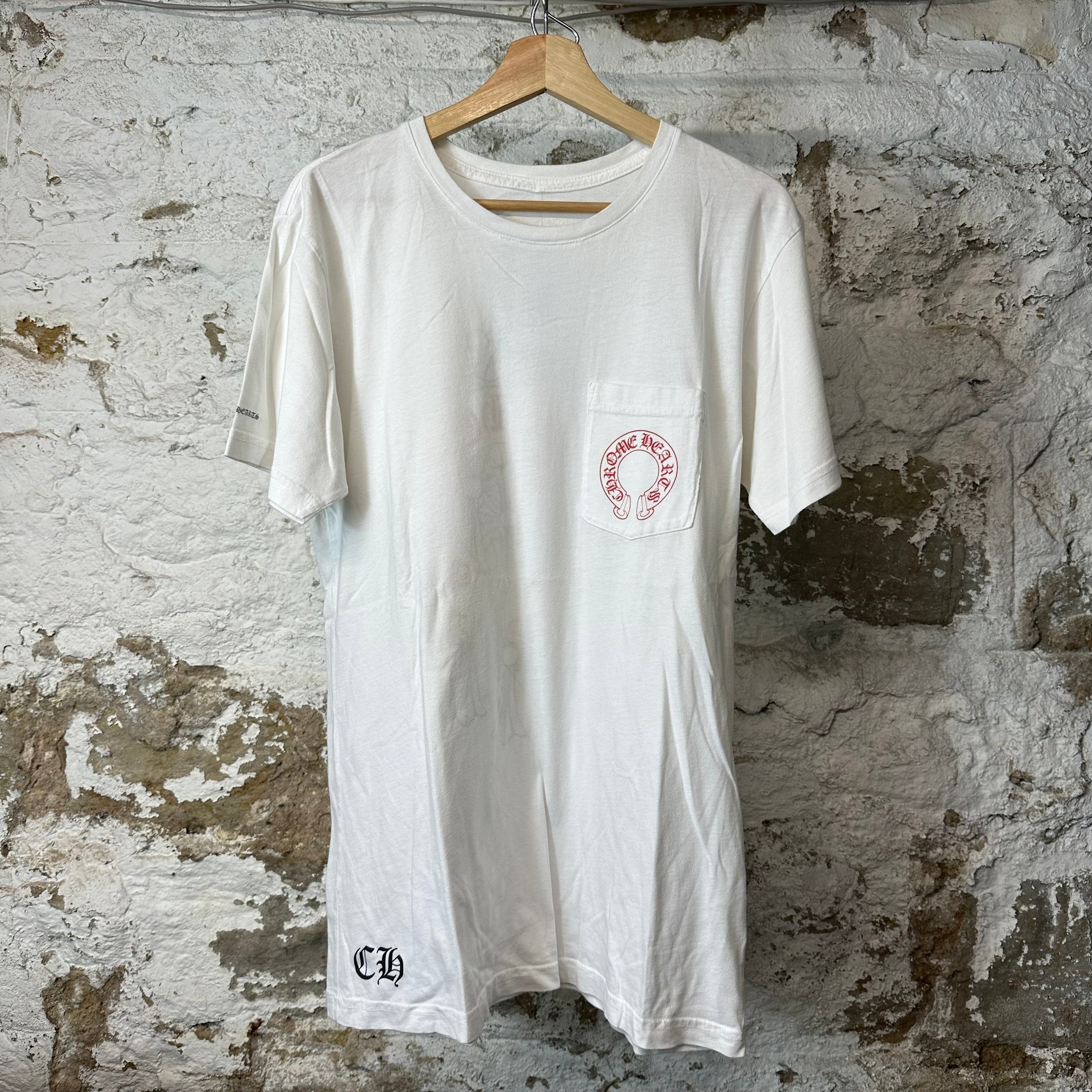 Chrome Hearts Red Horseshoe Cemetery White T-Shirt Sz L
