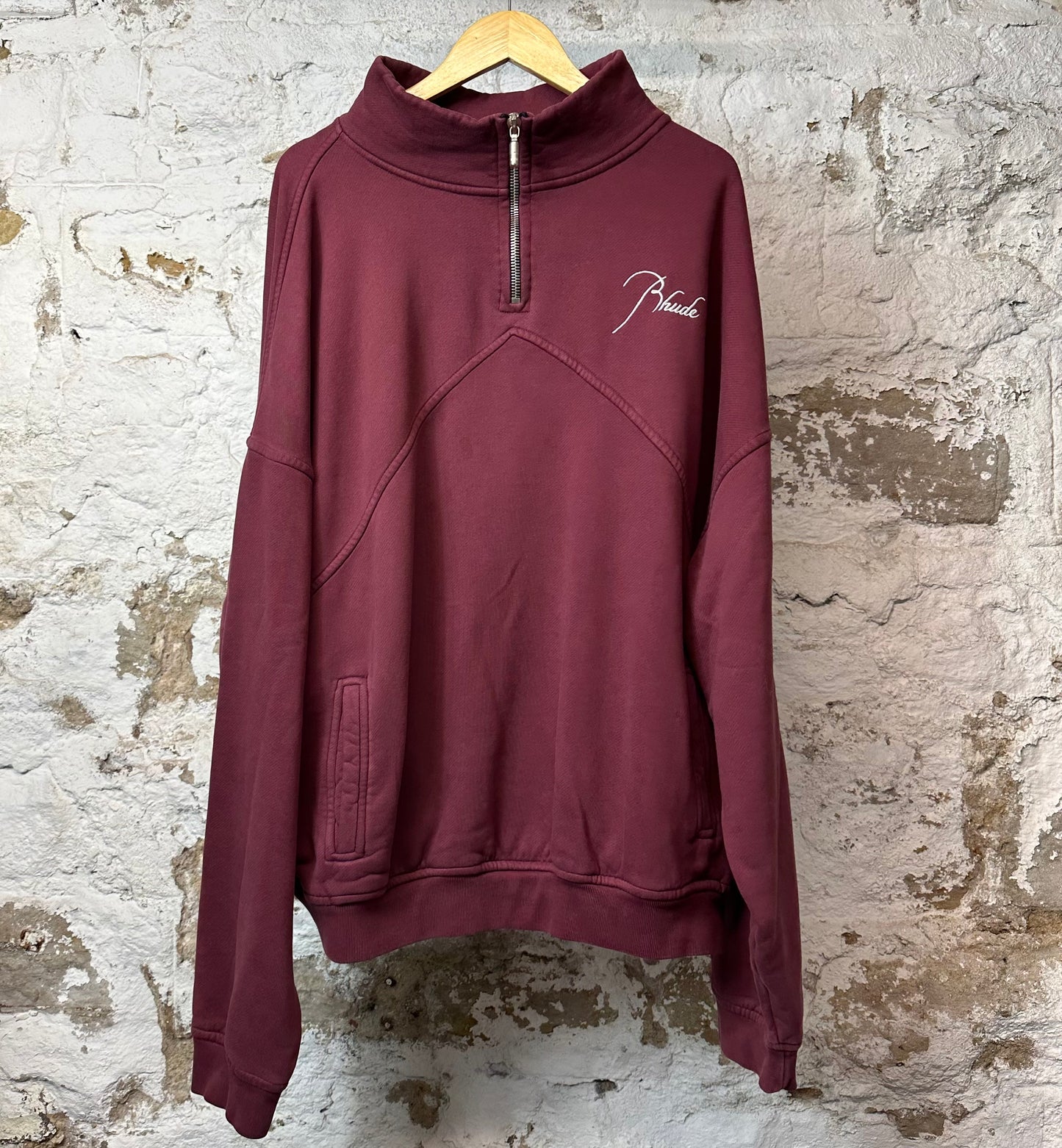 Rhude 1/4 Zip Maroon Sweater Sz XL