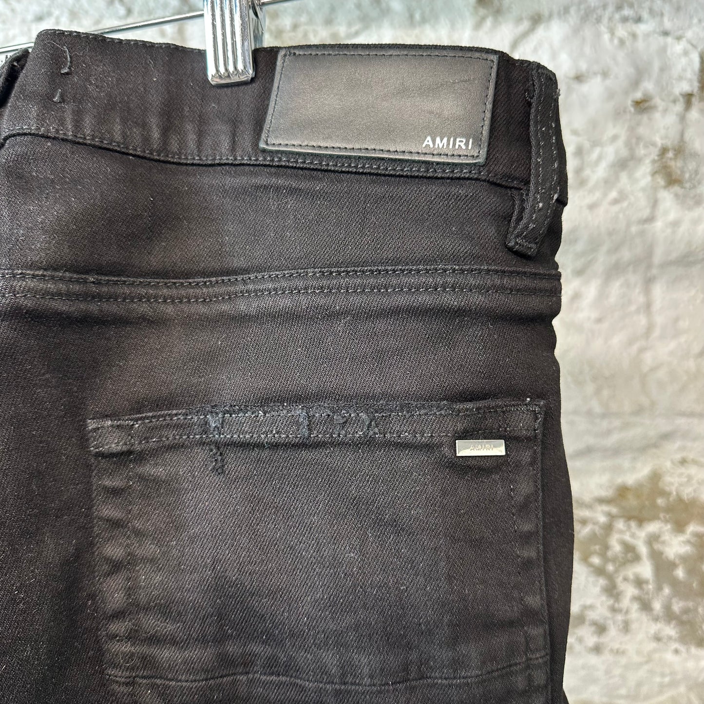 Amiri MX2 Black Patch Black Denim Jeans Sz 34