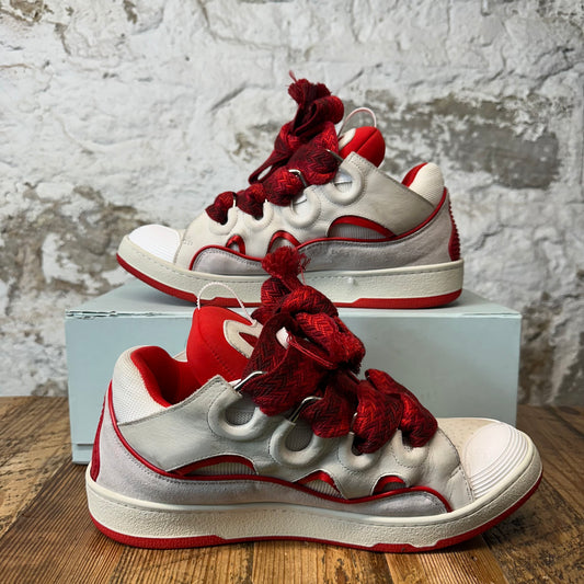 Lanvin Curb Red Lace Grey Sneaker Sz 13 (46)