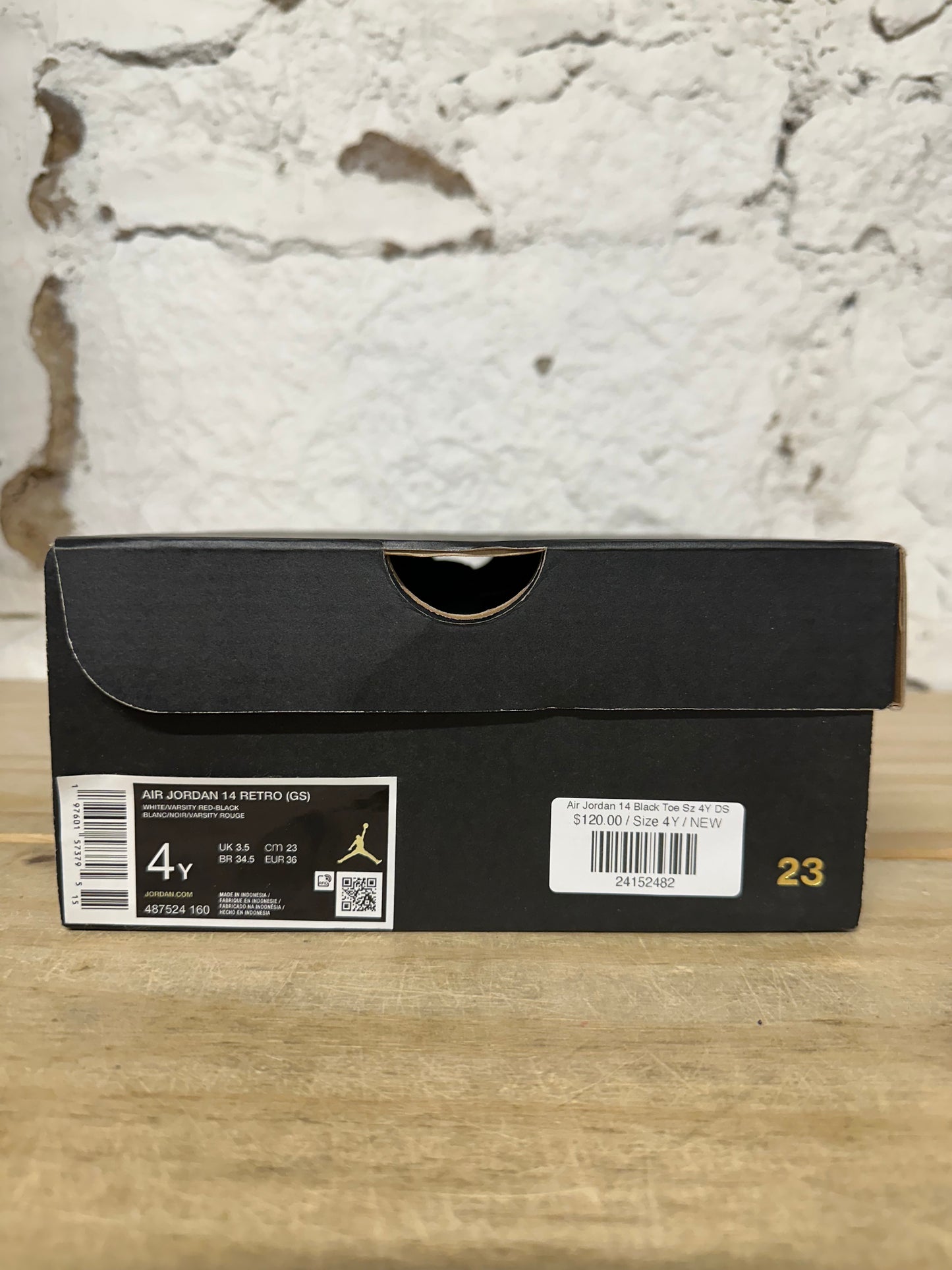 Air Jordan 14 Black Toe Sz 4Y DS