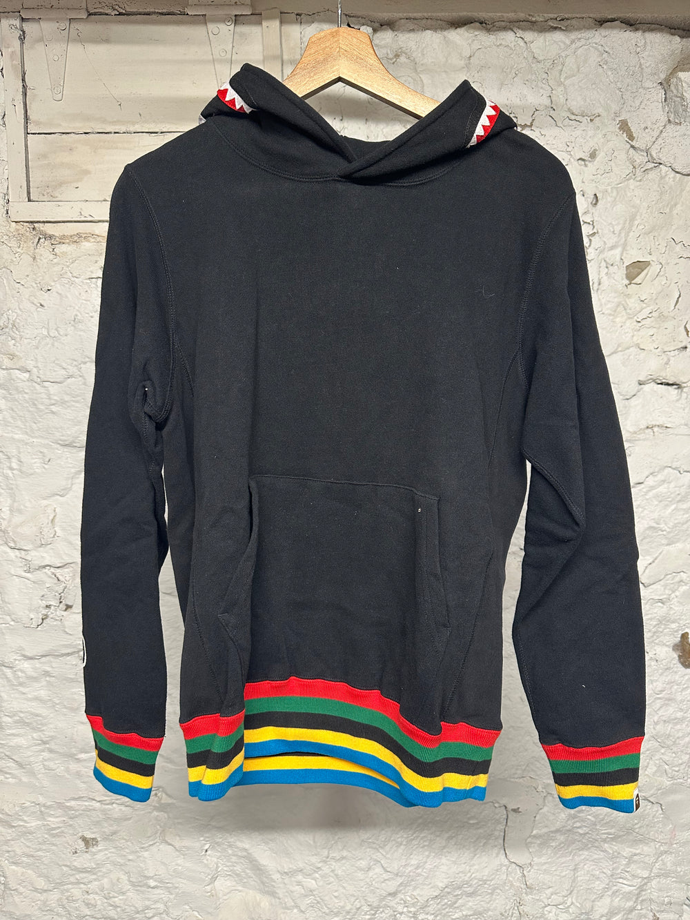 Bape Black Line Rib Pullover Shark Hoodie Sz S